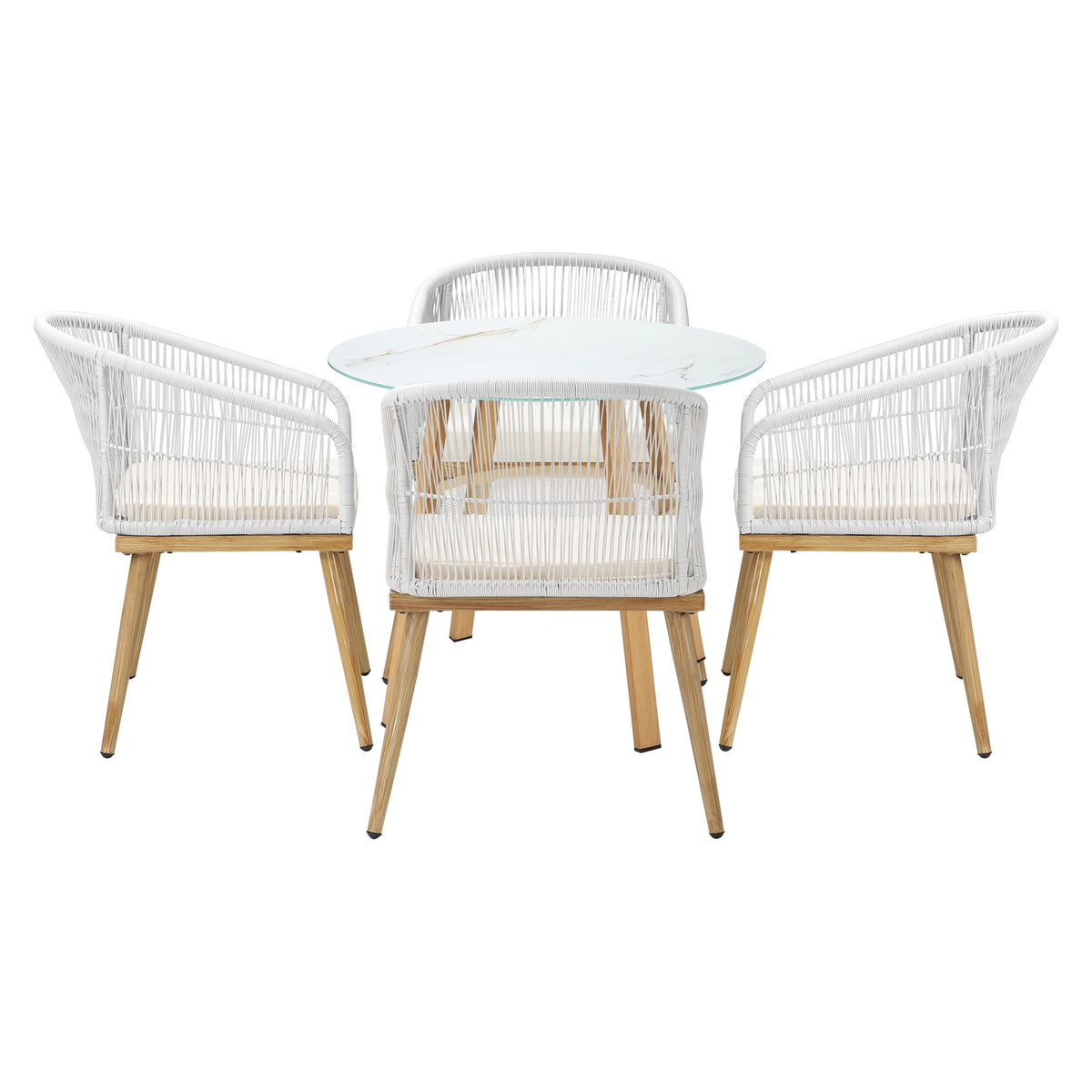 Livsip Outdoor Dining Set Table Lounge Chairs Patio Furniture Setting 5 Piece - Sunyee