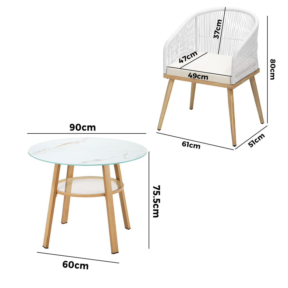 Livsip Outdoor Dining Set Table Lounge Chairs Patio Furniture Setting 5 Piece - Sunyee