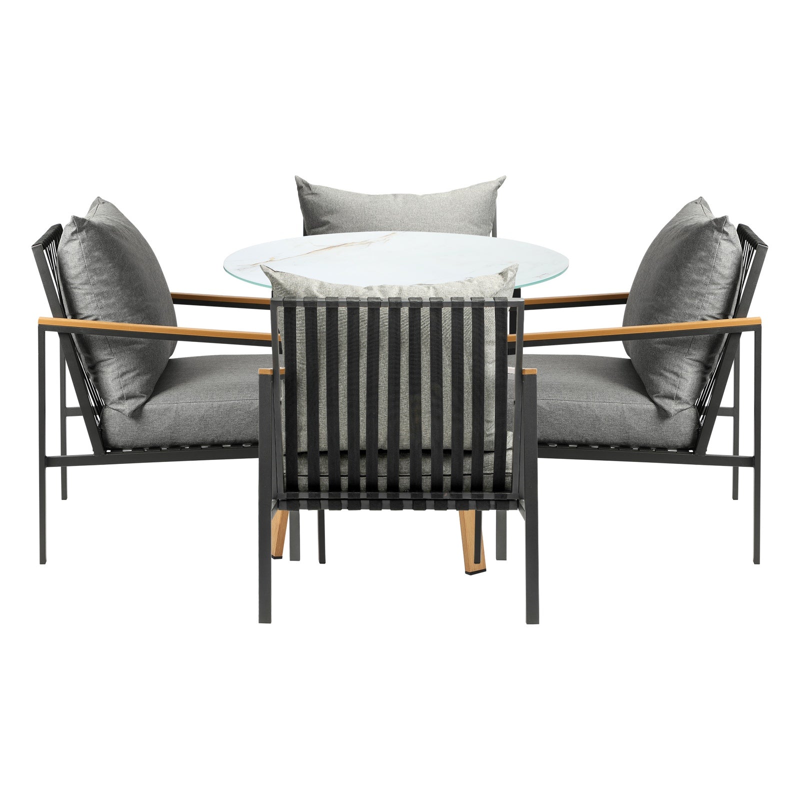 Livsip 5 Piece Outdoor Dining Setting Table Patio w/Storage Shelf Furniture Set - Sunyee