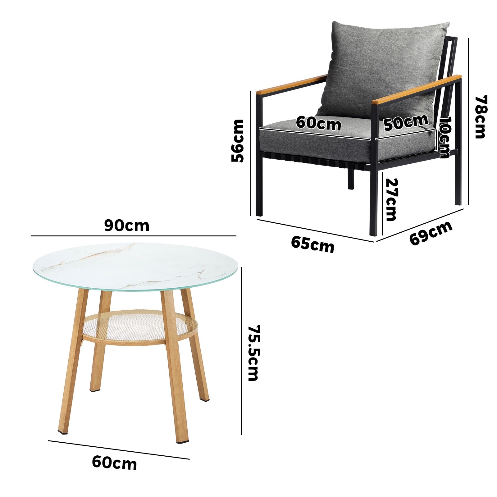 Livsip 5 Piece Outdoor Dining Setting Table Patio w/Storage Shelf Furniture Set - Sunyee