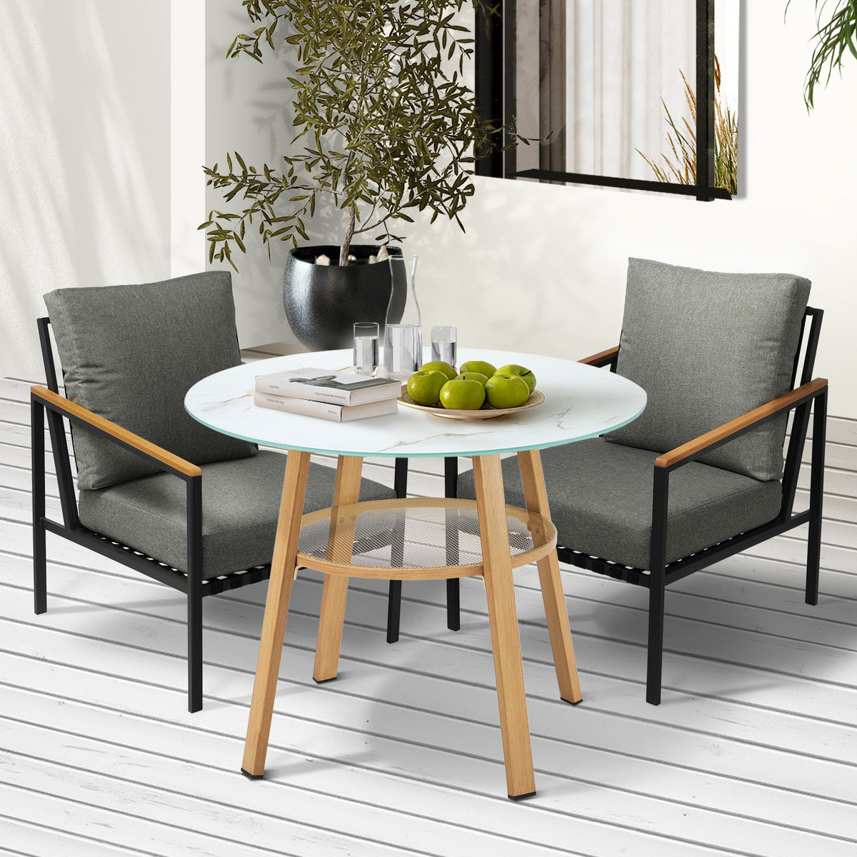 Livsip Outdoor Patio Setting Furniture Lounge Bistro Dining Set 2 Seater - Sunyee