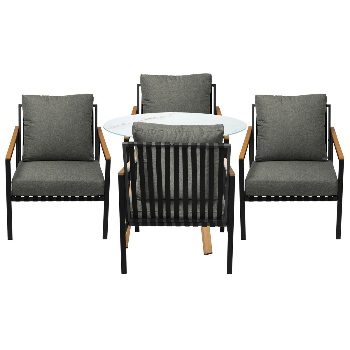 Livsip Outdoor Patio Setting Furniture Lounge Bistro Dining Set 4 Seater - Sunyee