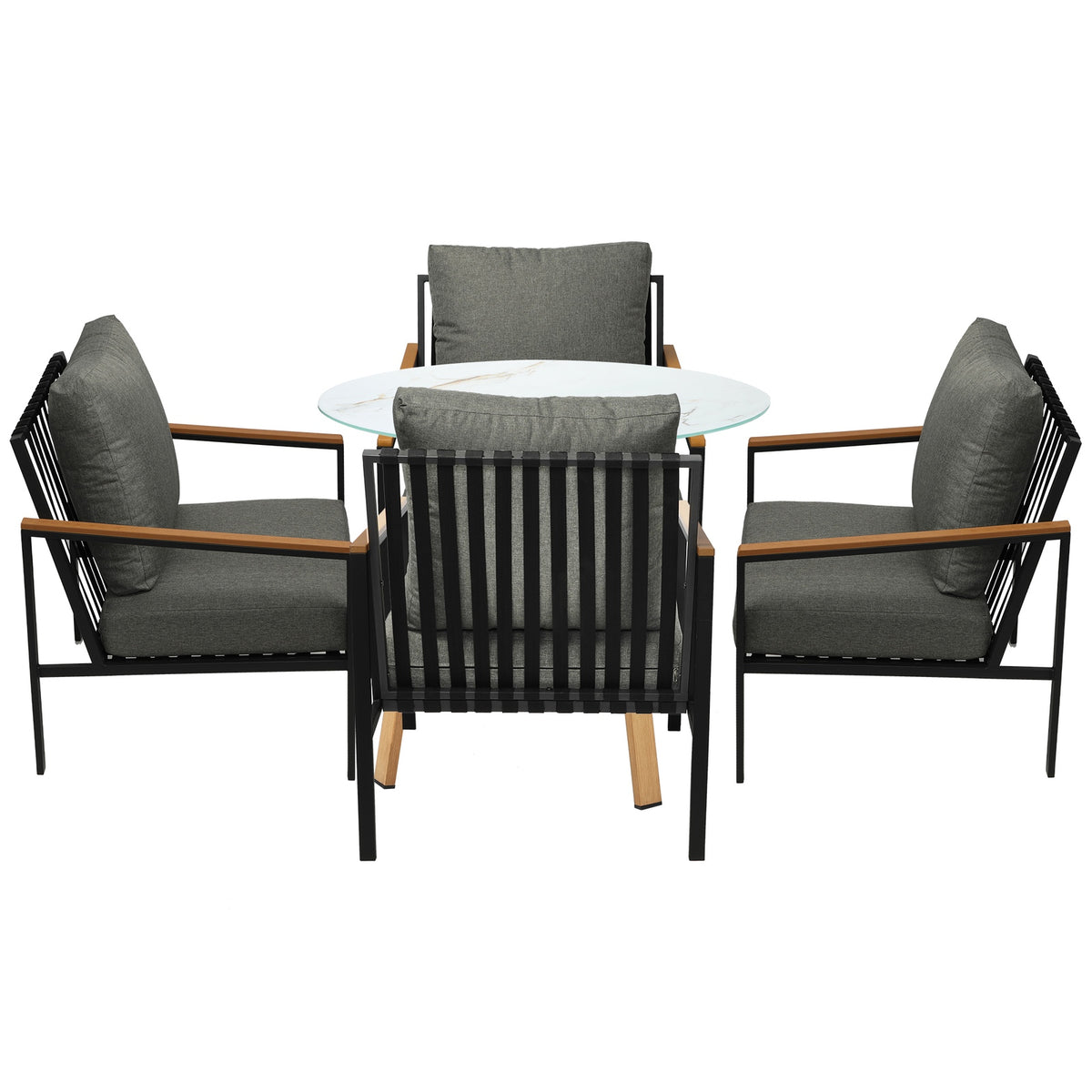 Livsip Outdoor Patio Setting Furniture Lounge Bistro Dining Set 4 Seater - Sunyee