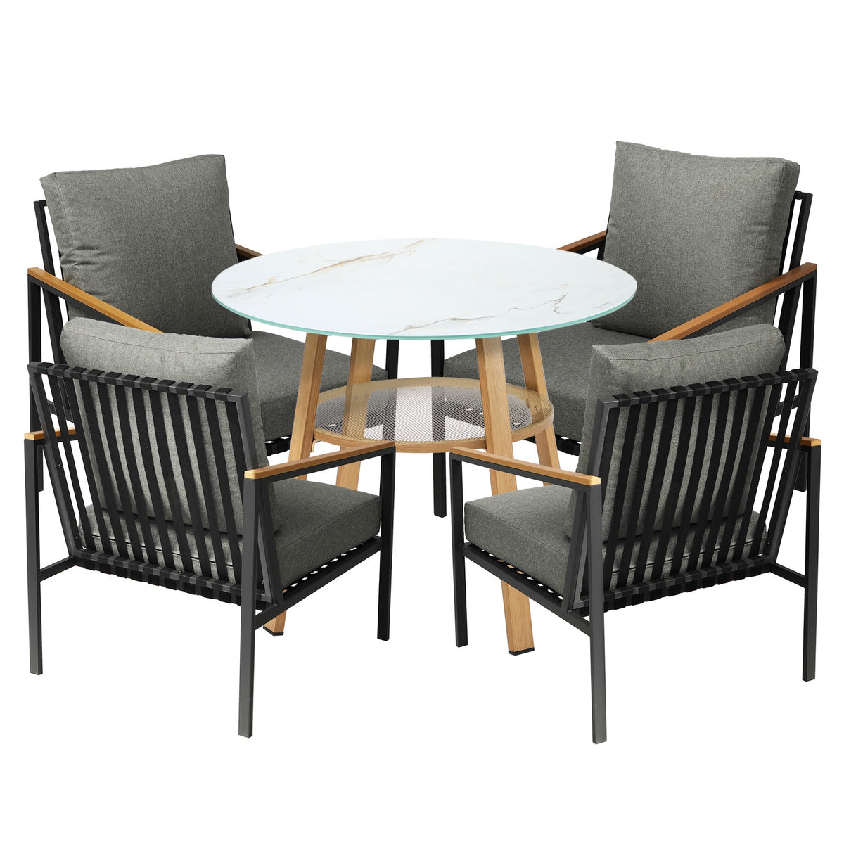 Livsip Outdoor Patio Setting Furniture Lounge Bistro Dining Set 4 Seater - Sunyee