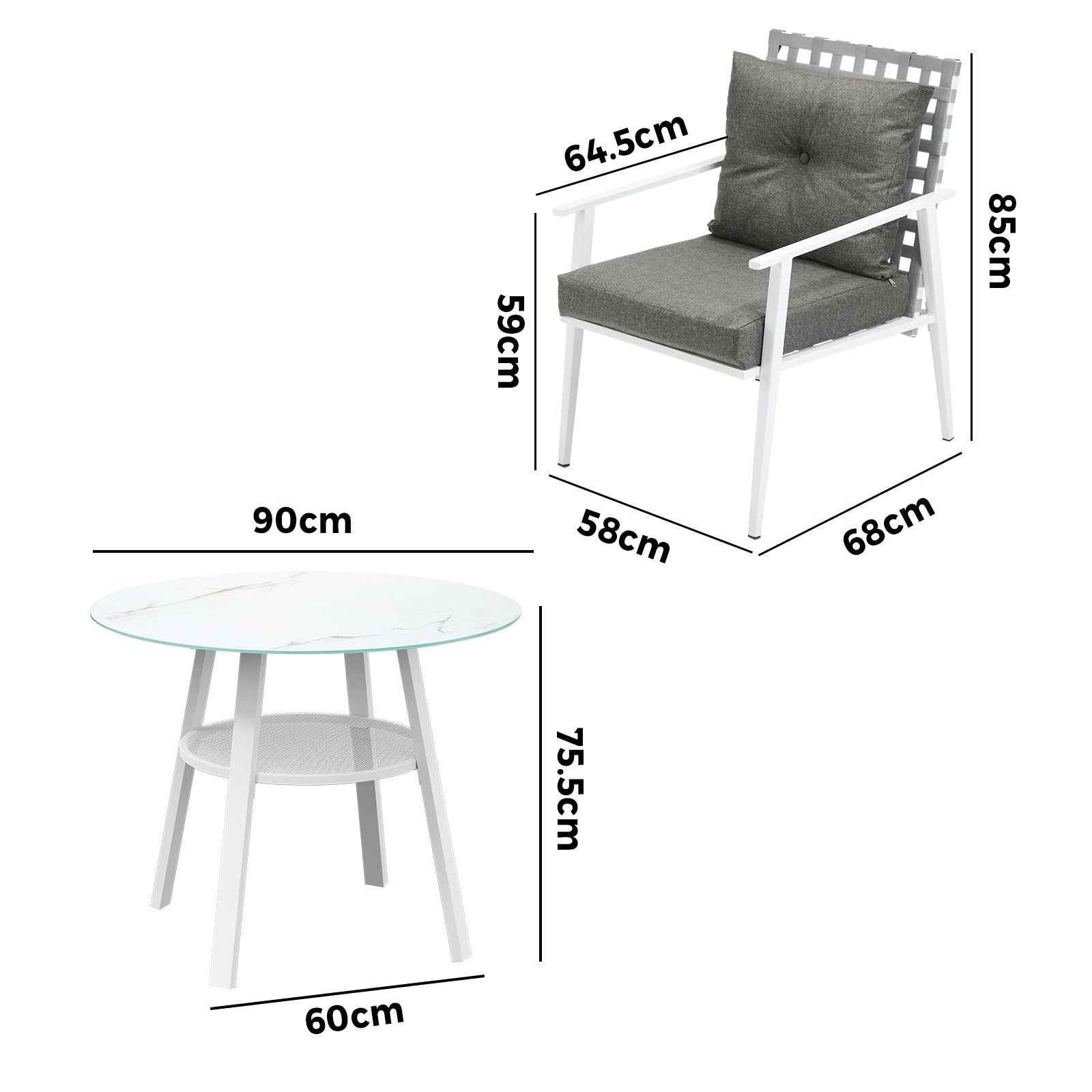 Livsip Outdoor Dining Set Patio Furniture Setting 5PCS Marble Table Rattan Chair - Sunyee