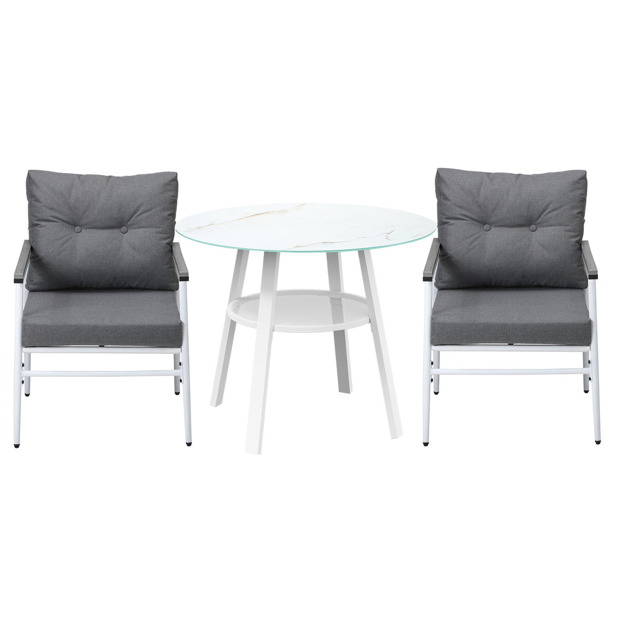 Livsip Outdoor Dining Setting Patio Furniture Set 2 Seater Tempered Glass Table - Sunyee