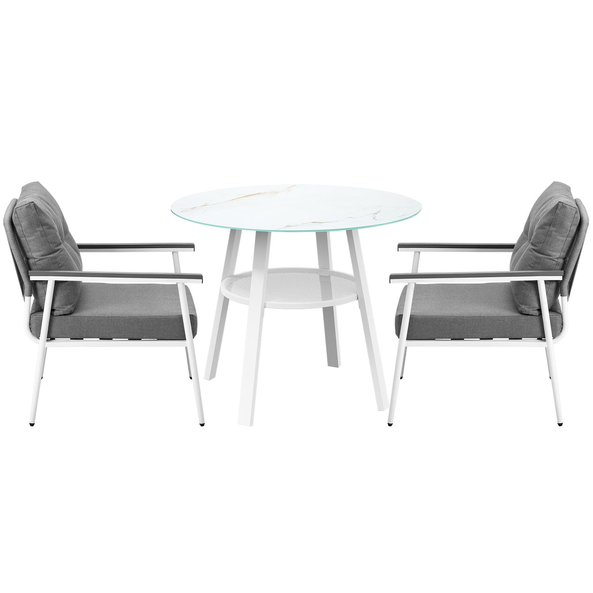 Livsip Outdoor Dining Setting Patio Furniture Set 2 Seater Tempered Glass Table - Sunyee