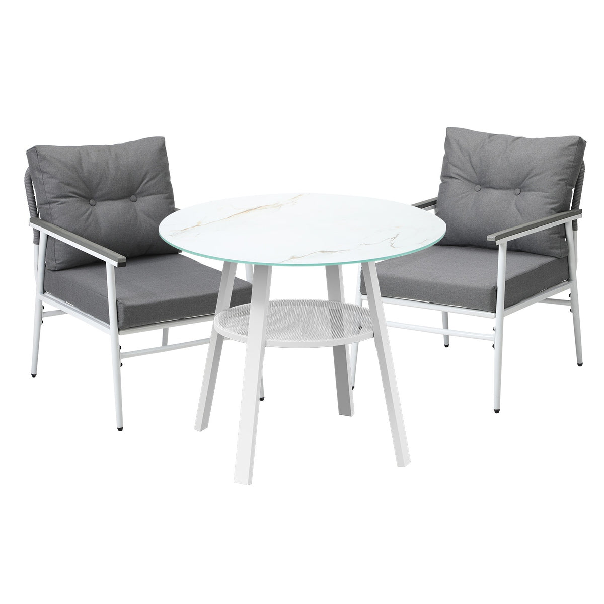 Livsip Outdoor Dining Setting Patio Furniture Set 2 Seater Tempered Glass Table - Sunyee