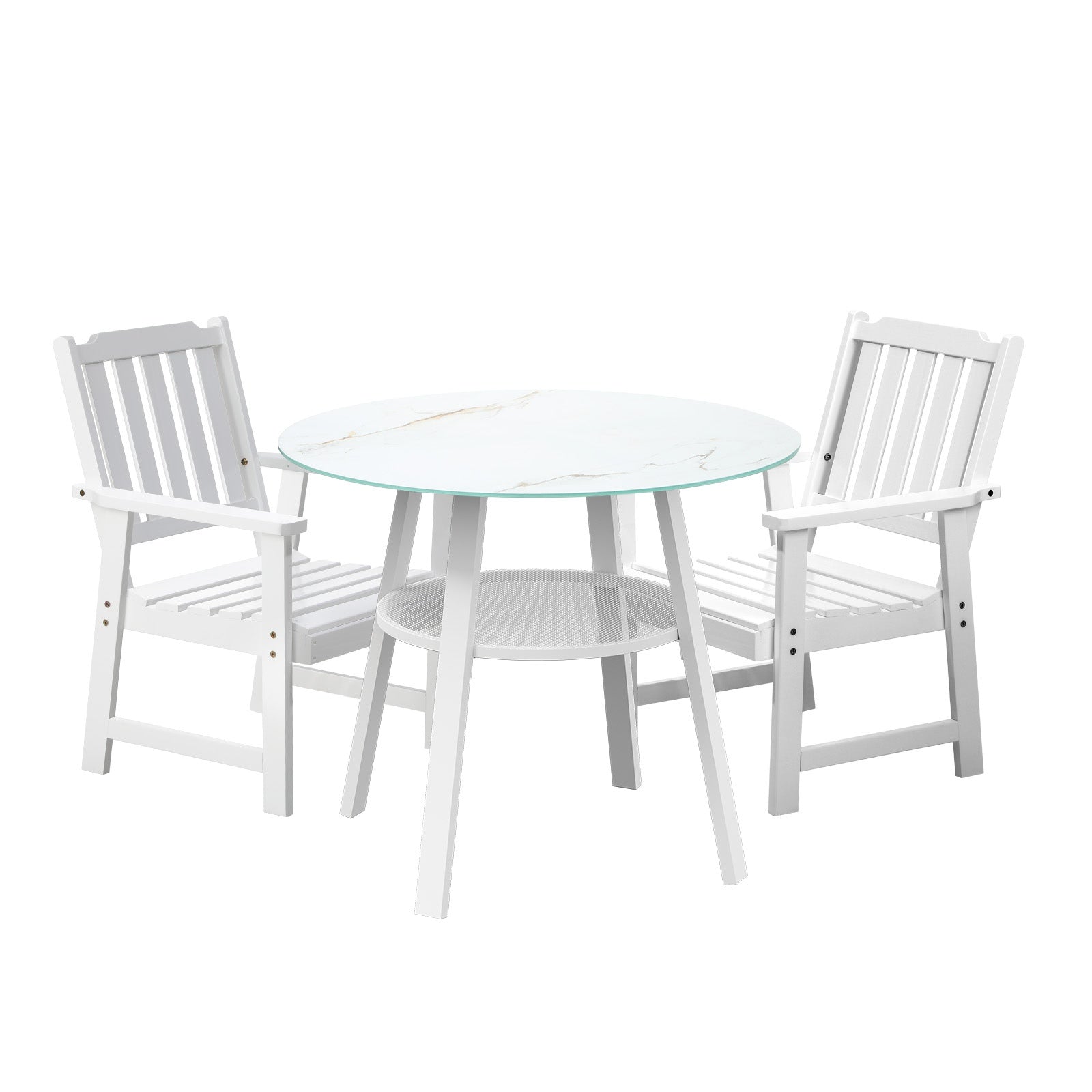 Livsip 3PCS Outdoor Dining Setting Solid Wood Chair Patio Furniture Set - Sunyee