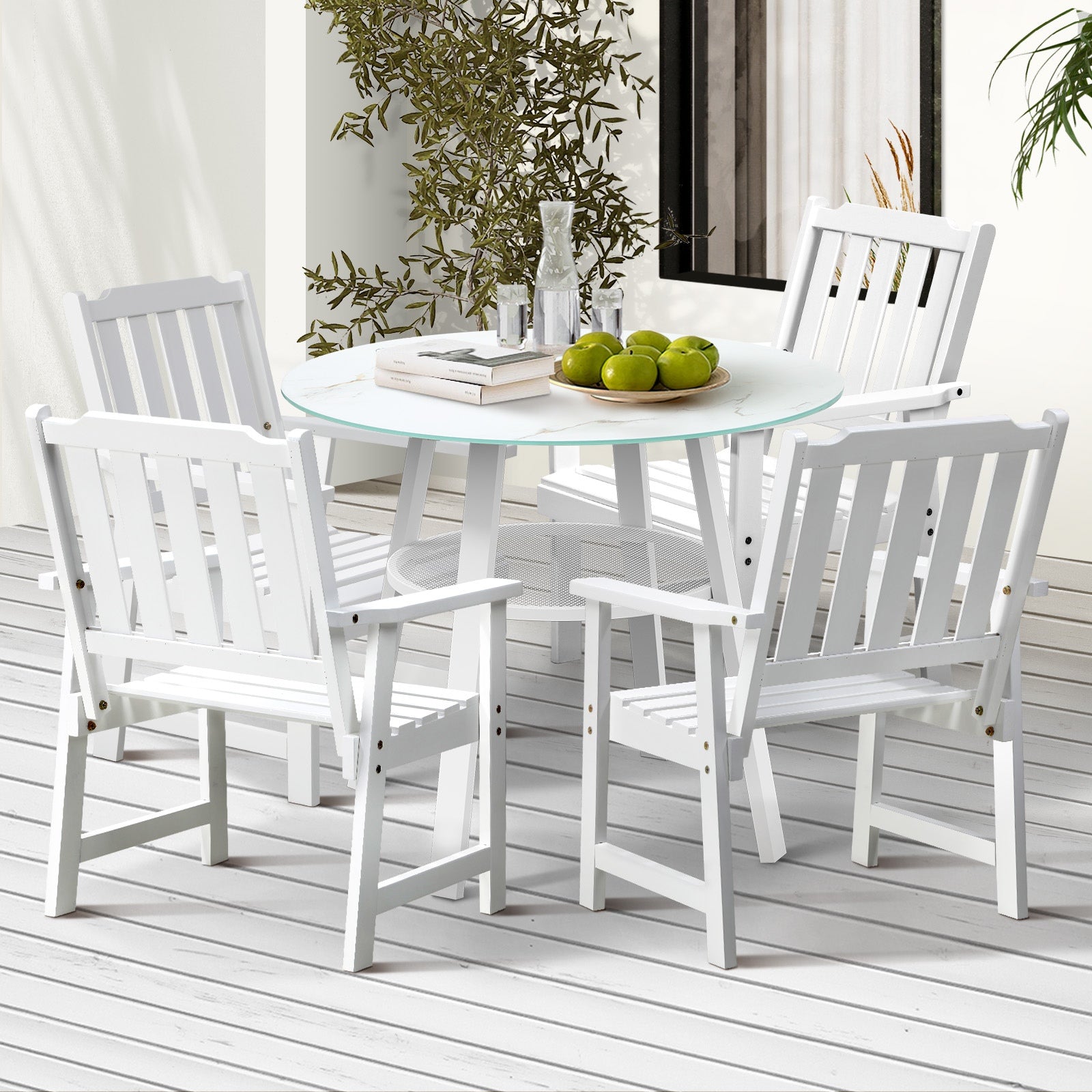 Livsip 5PCS Outdoor Dining Setting Solid Wood Chair Patio Furniture Set - Sunyee