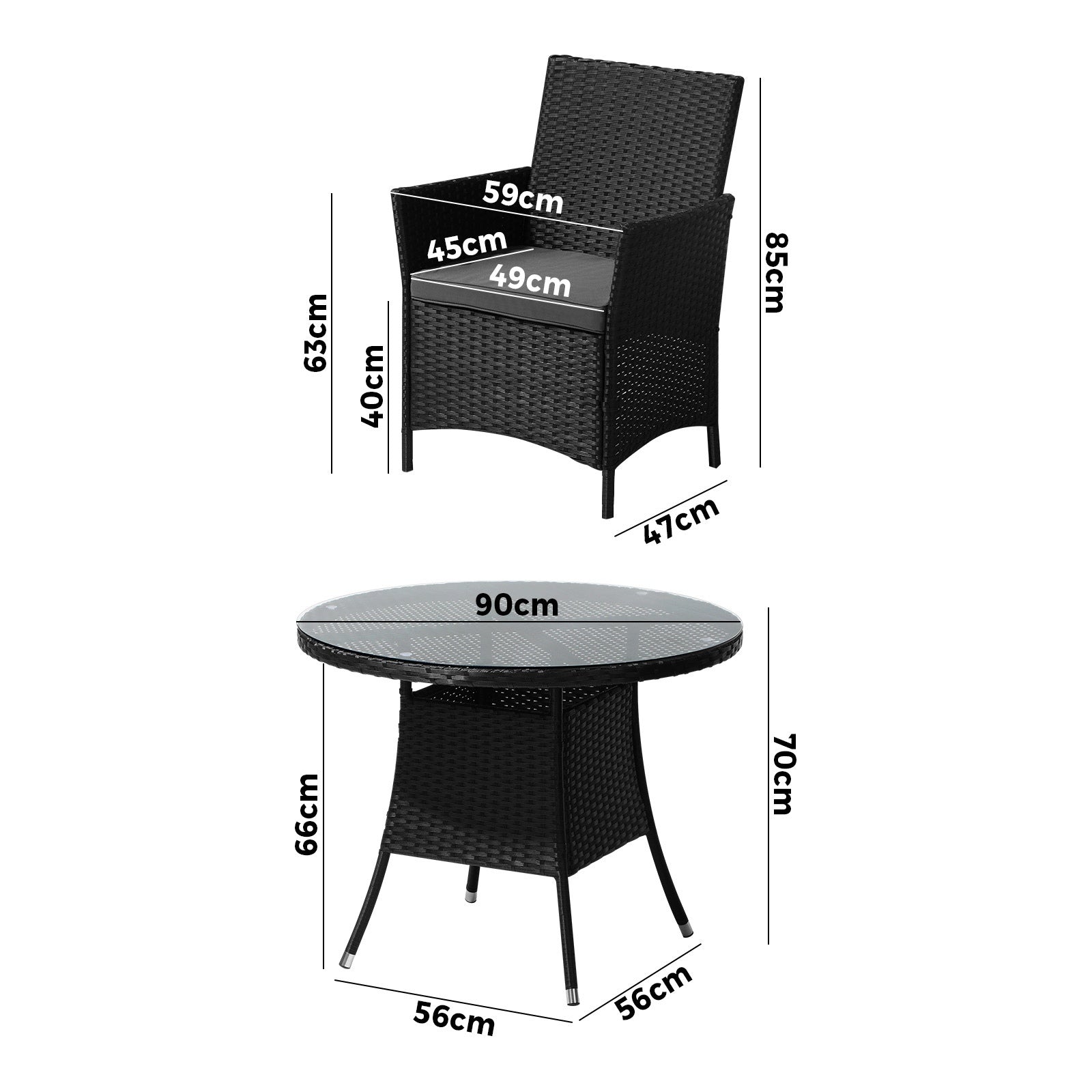 Livsip 5 PCS Outdoor Dining Set Table & Chairs Patio Furniture Lounge Setting - Sunyee
