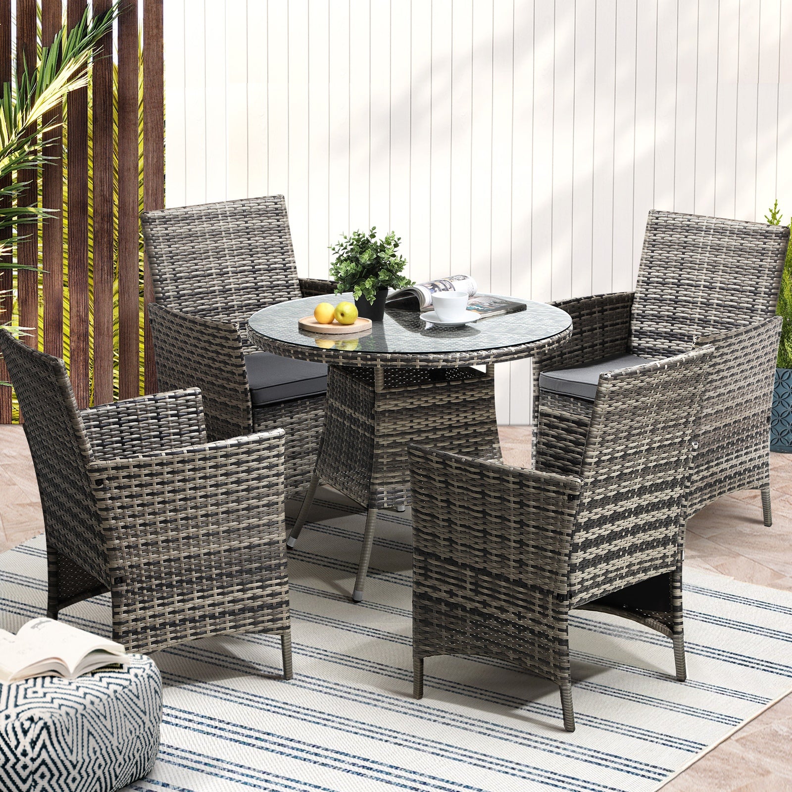 Livsip Outdoor Dining Set Table & Chairs 5PCS Patio Furniture Lounge Setting - Sunyee