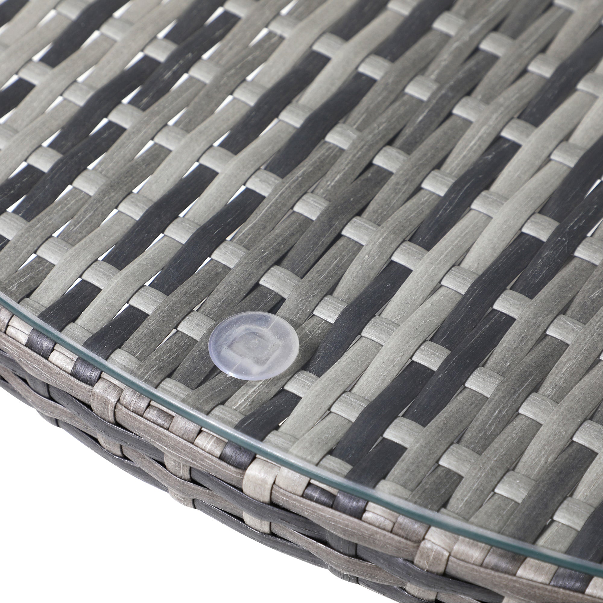 Livsip 90CM Outdoor Dining Table Round Rattan Glass Table Patio Furniture Grey - Sunyee