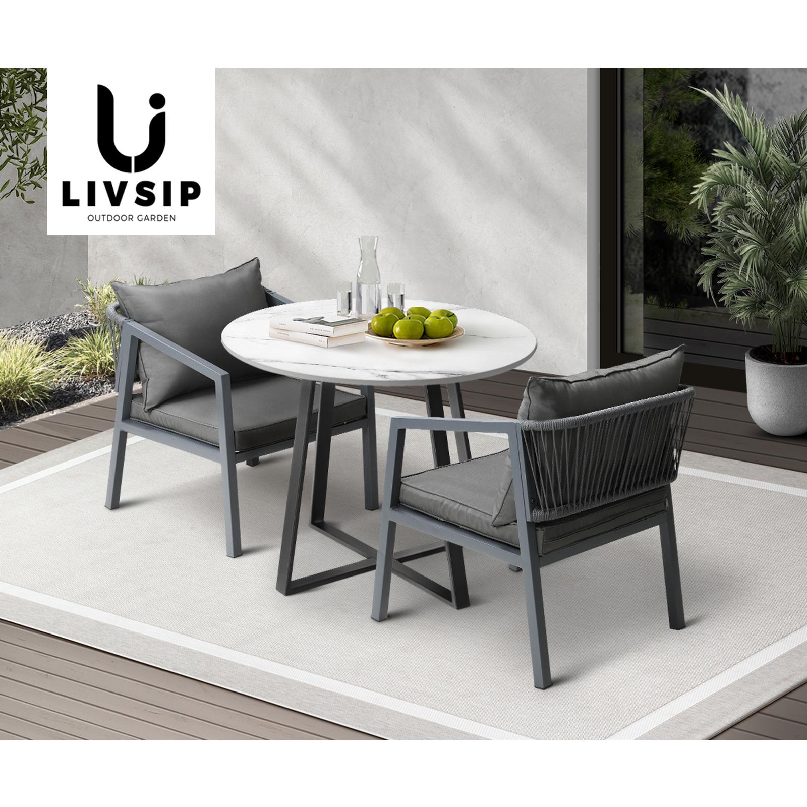 Livsip 3PCS Outdoor Dining Setting Table Lounge Chair Patio Furniture Bistro Set - Sunyee