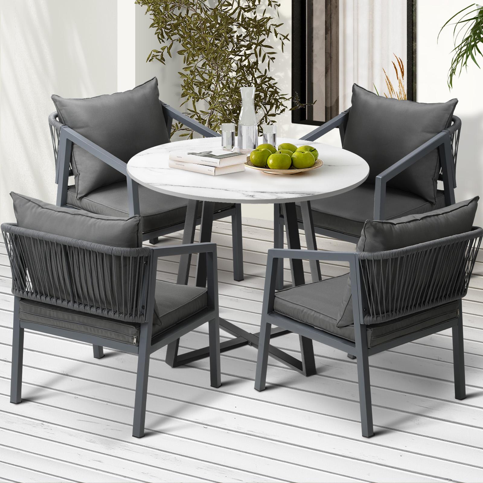 Livsip 5PCS Outdoor Dining Setting Table Lounge Chair Patio Furniture Bistro Set - Sunyee