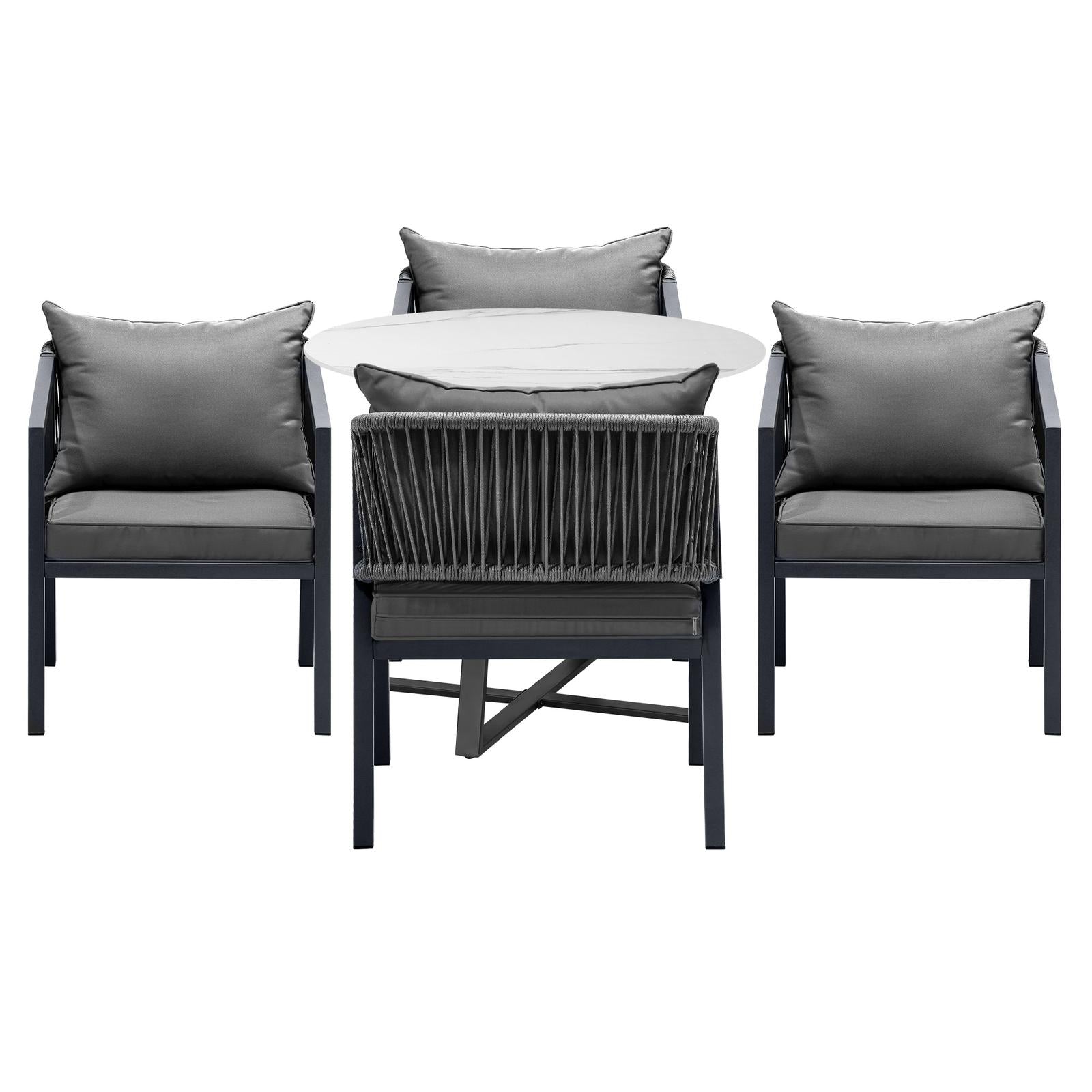 Livsip 5PCS Outdoor Dining Setting Table Lounge Chair Patio Furniture Bistro Set - Sunyee