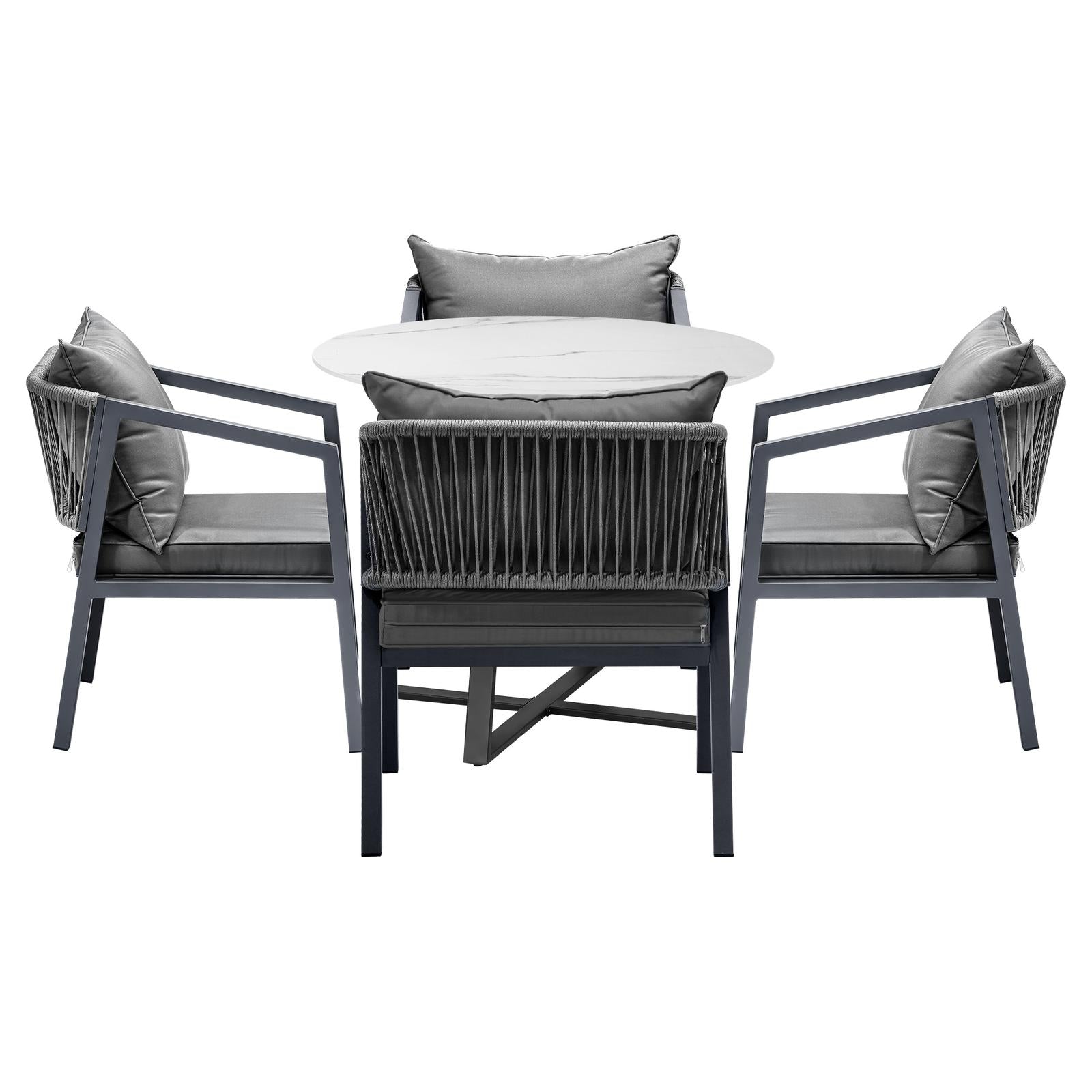 Livsip 5PCS Outdoor Dining Setting Table Lounge Chair Patio Furniture Bistro Set - Sunyee