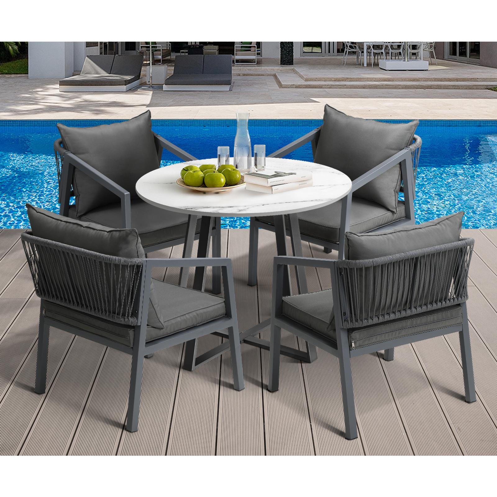 Livsip 5PCS Outdoor Dining Setting Table Lounge Chair Patio Furniture Bistro Set - Sunyee