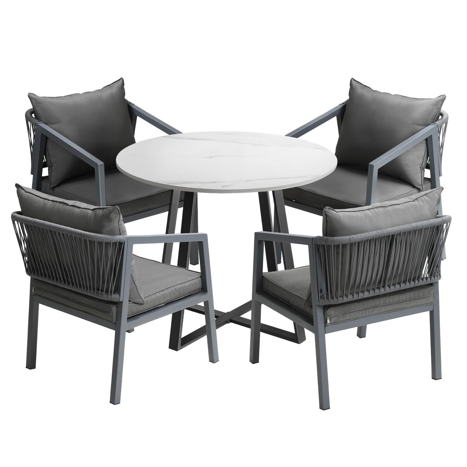 Livsip 5PCS Outdoor Dining Setting Table Lounge Chair Patio Furniture Bistro Set - Sunyee