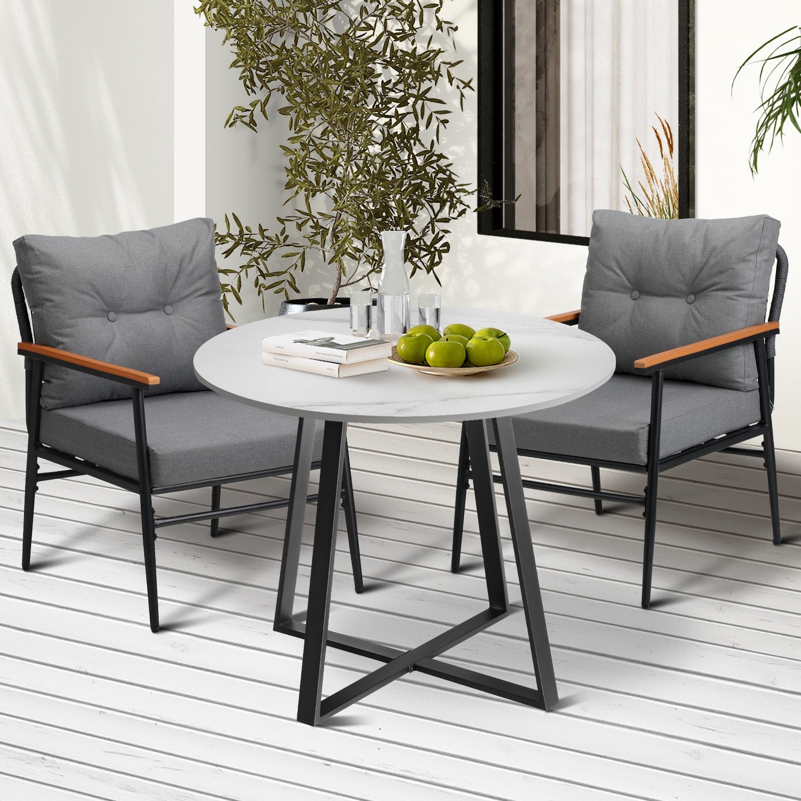 Livsip Outdoor Dining Set Patio Furniture 3PCS Garden Lounge Setting - Sunyee