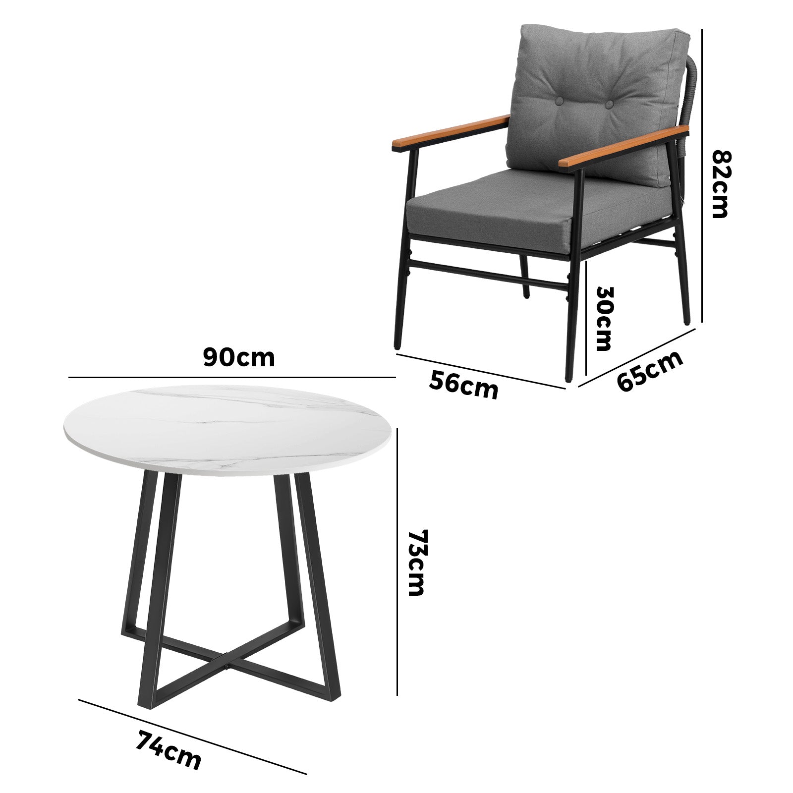 Livsip Outdoor Dining Set Patio Furniture 3PCS Garden Lounge Setting - Sunyee