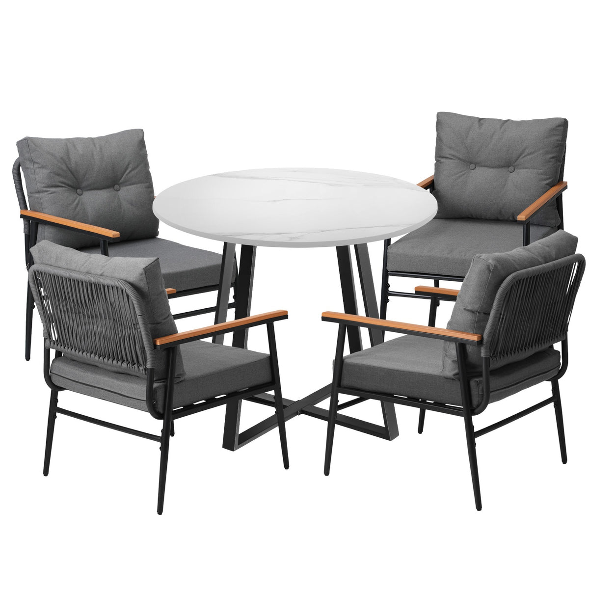 Livsip Outdoor Dining Set Patio Furniture 5PCS Garden Lounge Setting - Sunyee