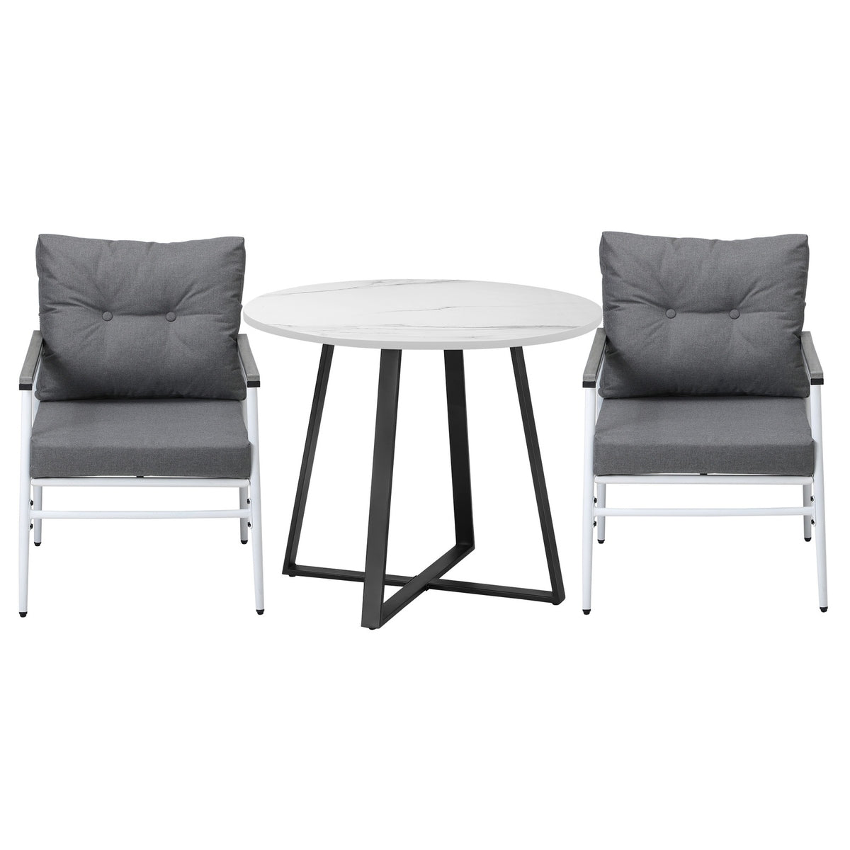 Livsip Outdoor Dining Set Patio Furniture 2 Seater Marble Table