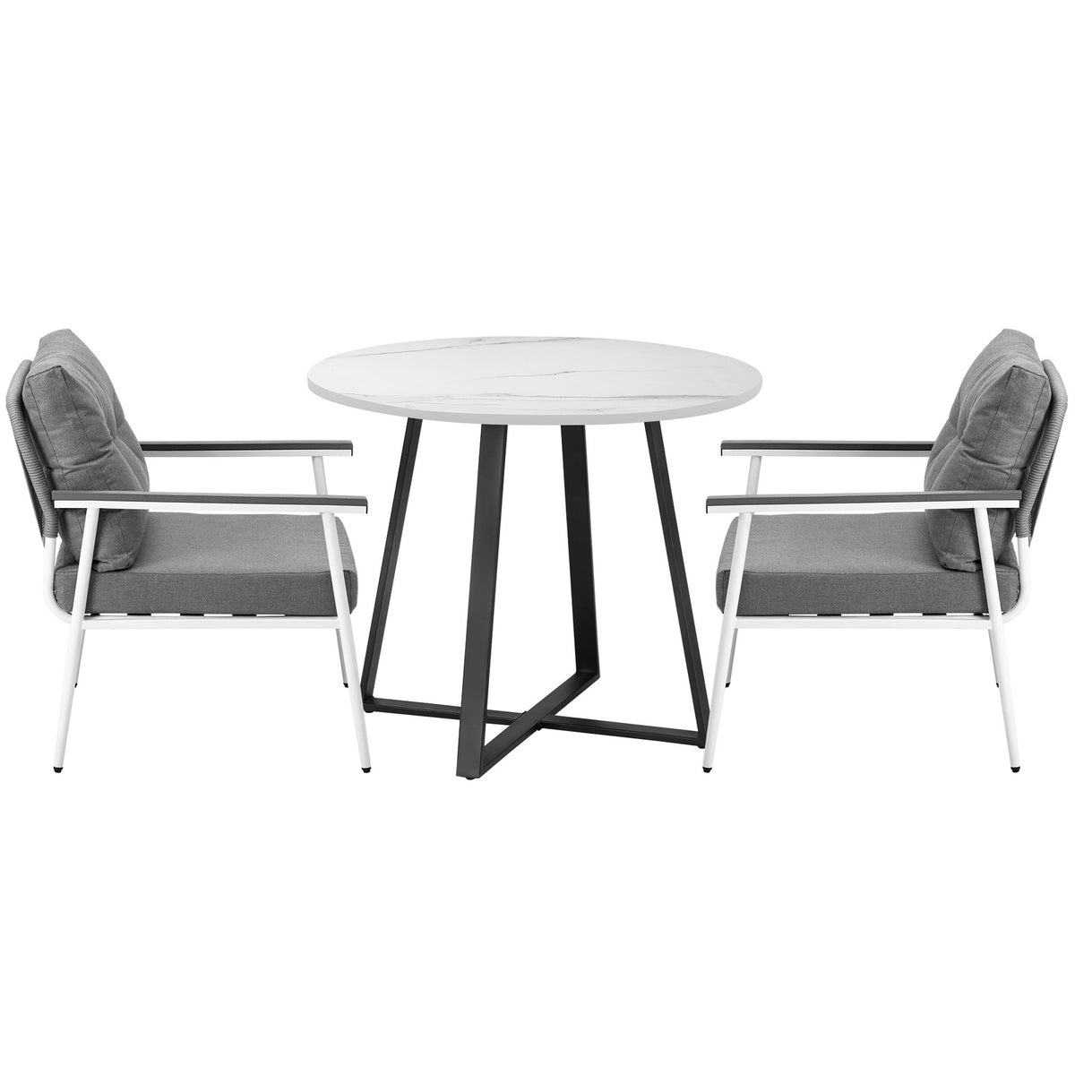Livsip Outdoor Dining Set Patio Furniture 2 Seater Marble Table
