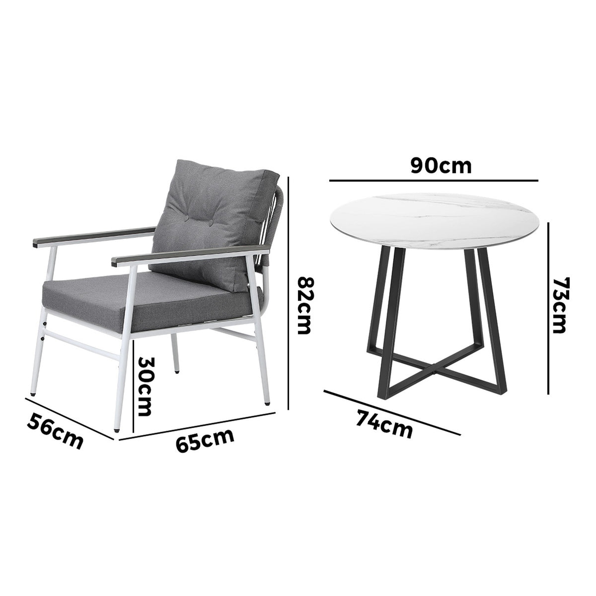 Livsip Outdoor Dining Set Patio Furniture 2 Seater Marble Table