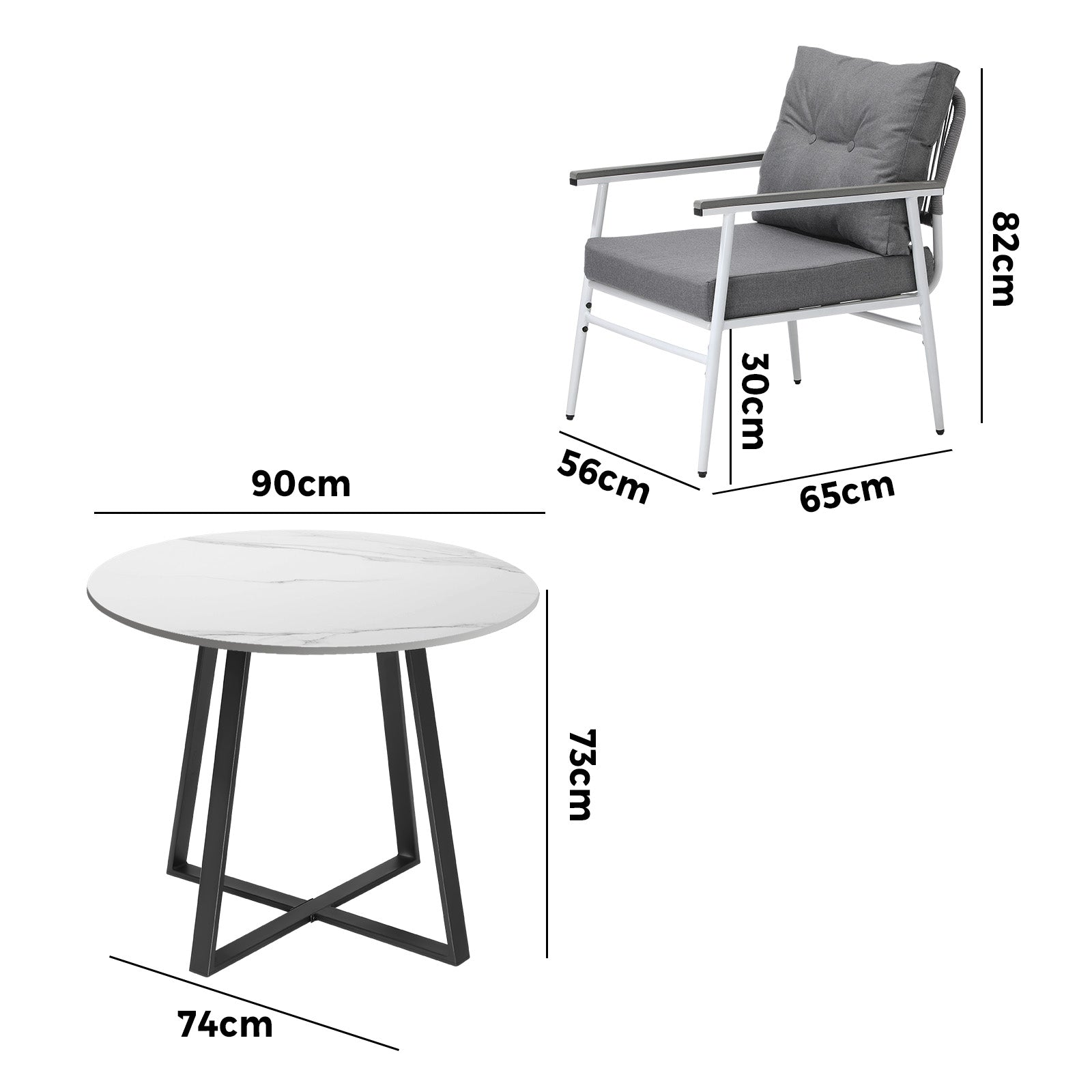 Livsip Outdoor Dining Set Patio Furniture 2 Seater Marble Table - Sunyee