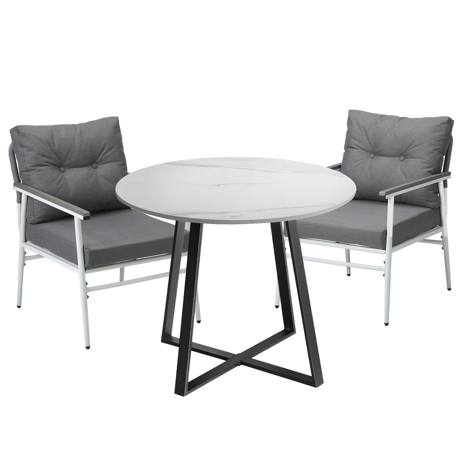 Livsip Outdoor Dining Set Patio Furniture 2 Seater Marble Table - Sunyee