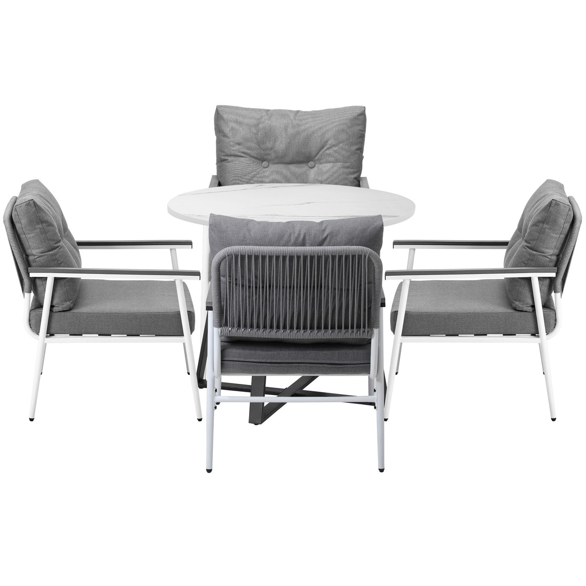 Livsip Outdoor Dining Set Patio Furniture 4 Seater Marble Table