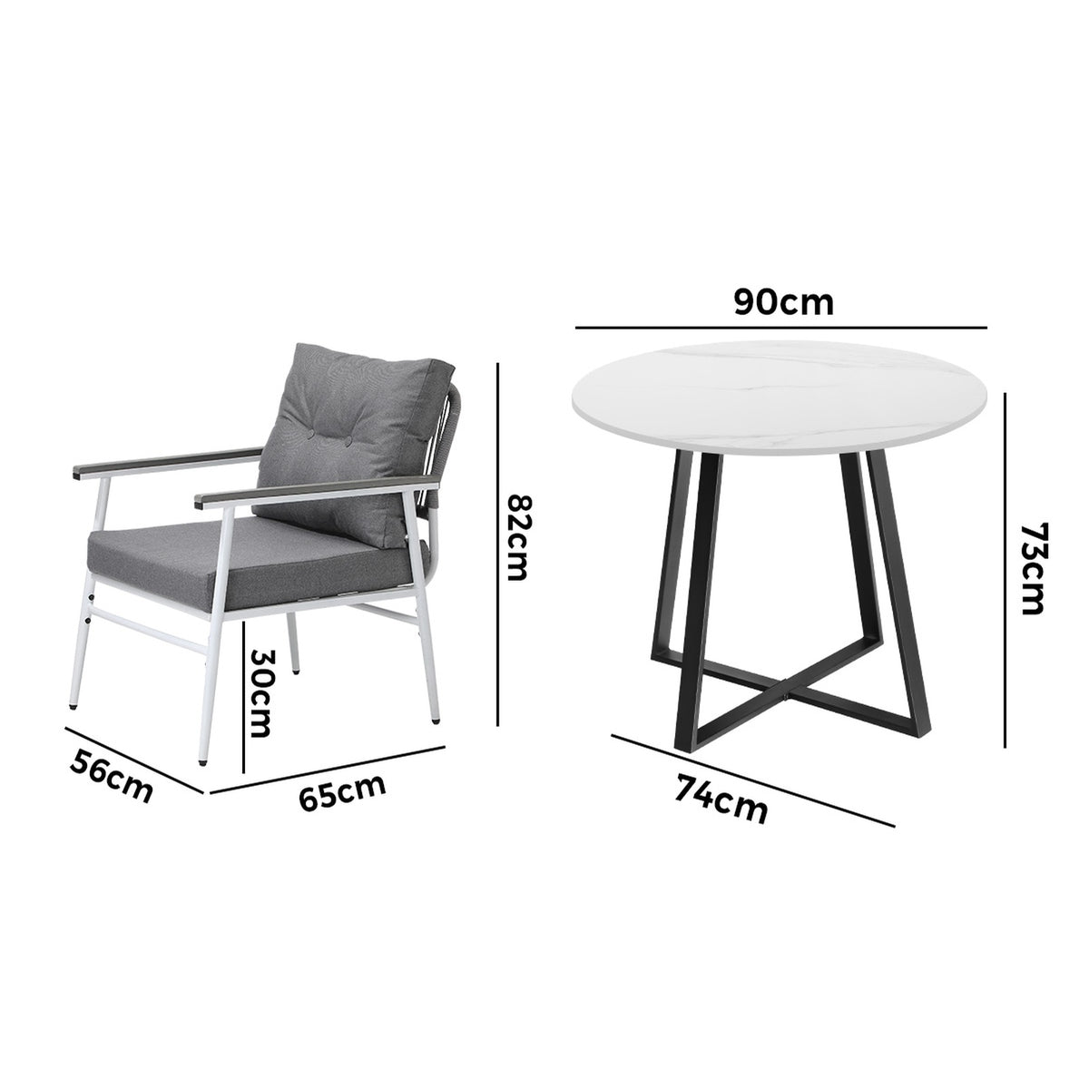 Livsip Outdoor Dining Set Patio Furniture 4 Seater Marble Table