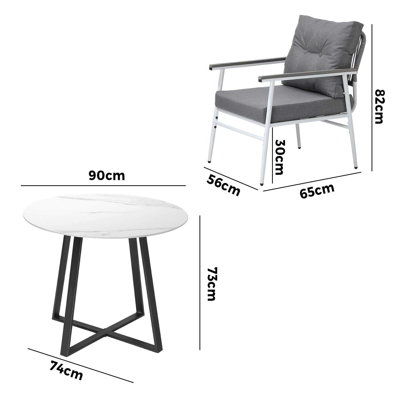 Livsip Outdoor Dining Set Patio Furniture 4 Seater Marble Table - Sunyee