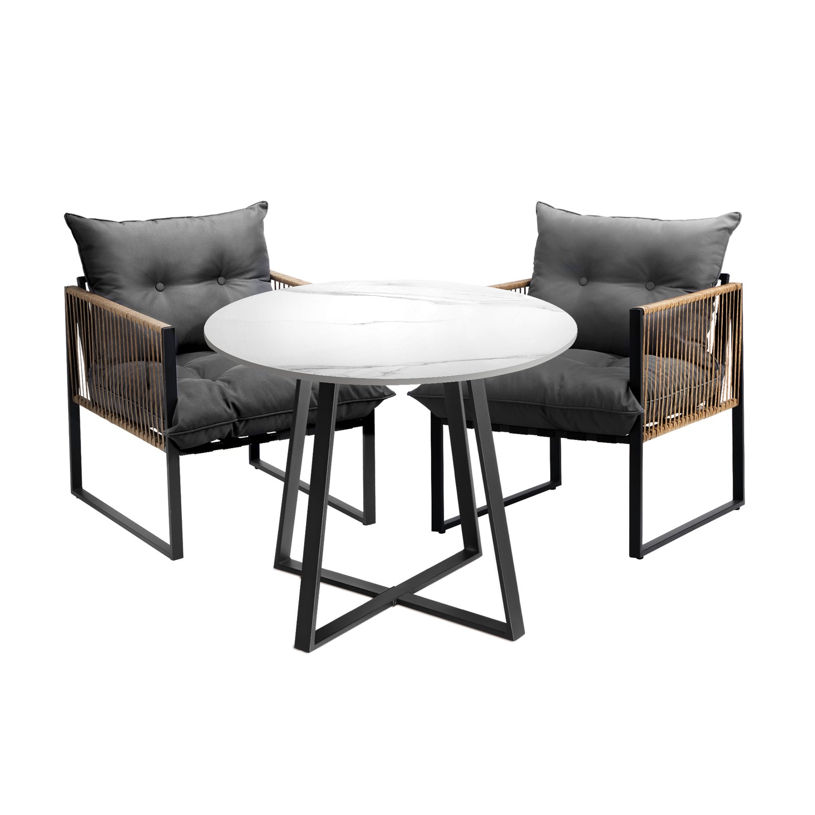 Livsip Outdoor Dining Set Furniture 2 Seater Patio Setting Sintered Stone Table - Sunyee
