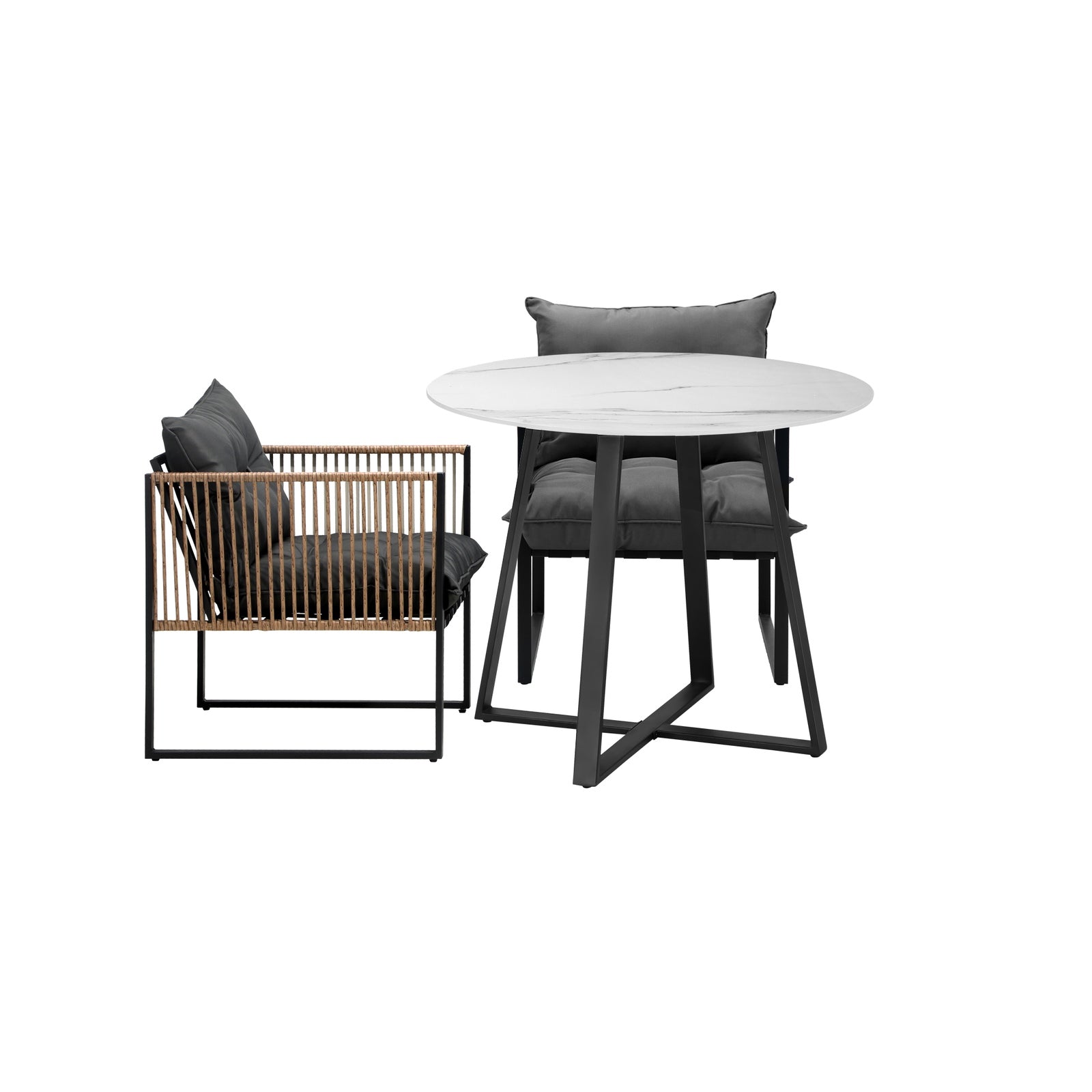 Livsip Outdoor Dining Set Furniture 2 Seater Patio Setting Sintered Stone Table - Sunyee