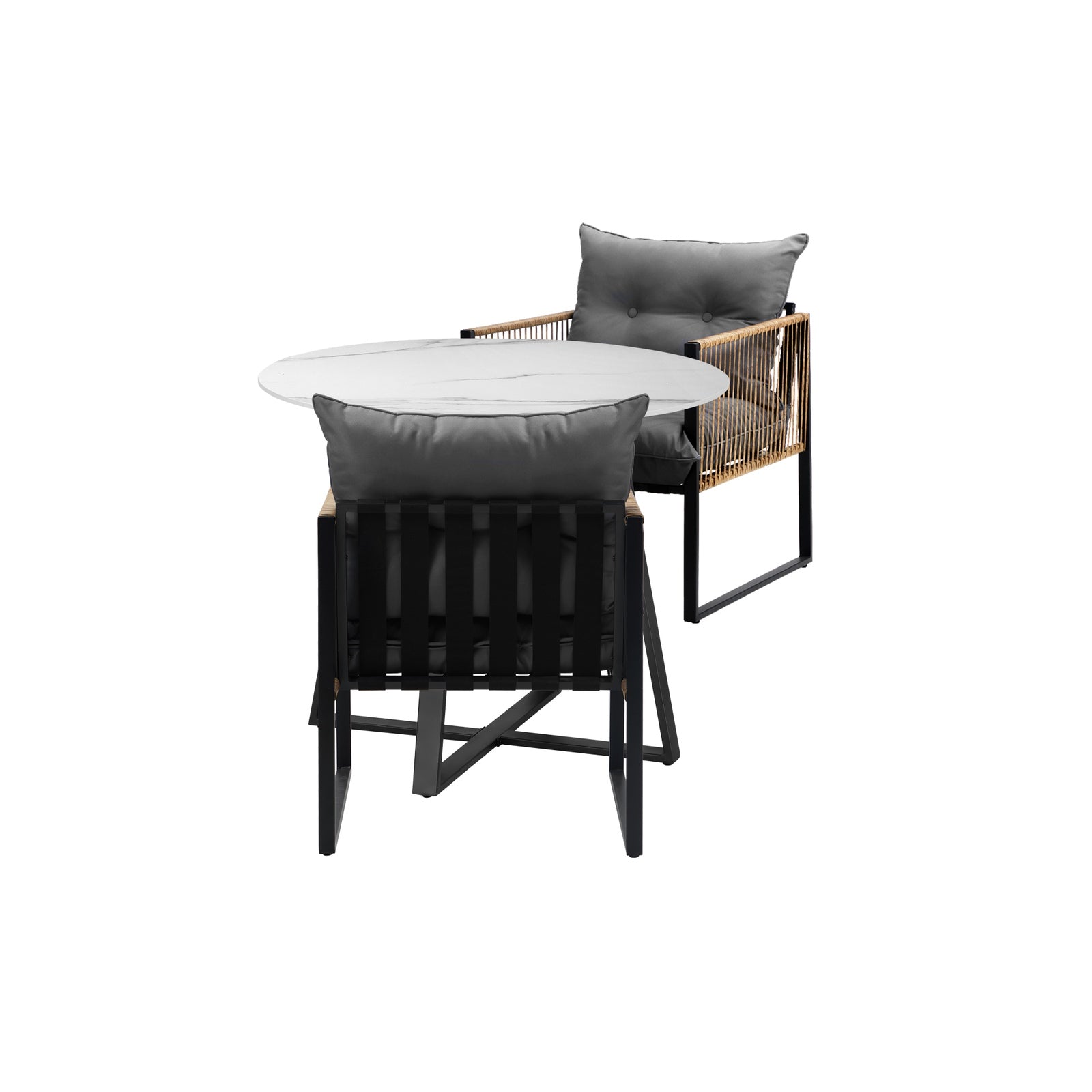 Livsip Outdoor Dining Set Furniture 2 Seater Patio Setting Sintered Stone Table - Sunyee