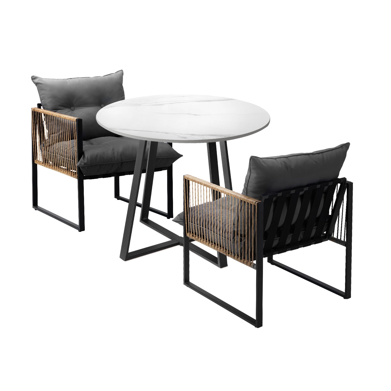 Livsip Outdoor Dining Set Furniture 2 Seater Patio Setting Sintered Stone Table - Sunyee