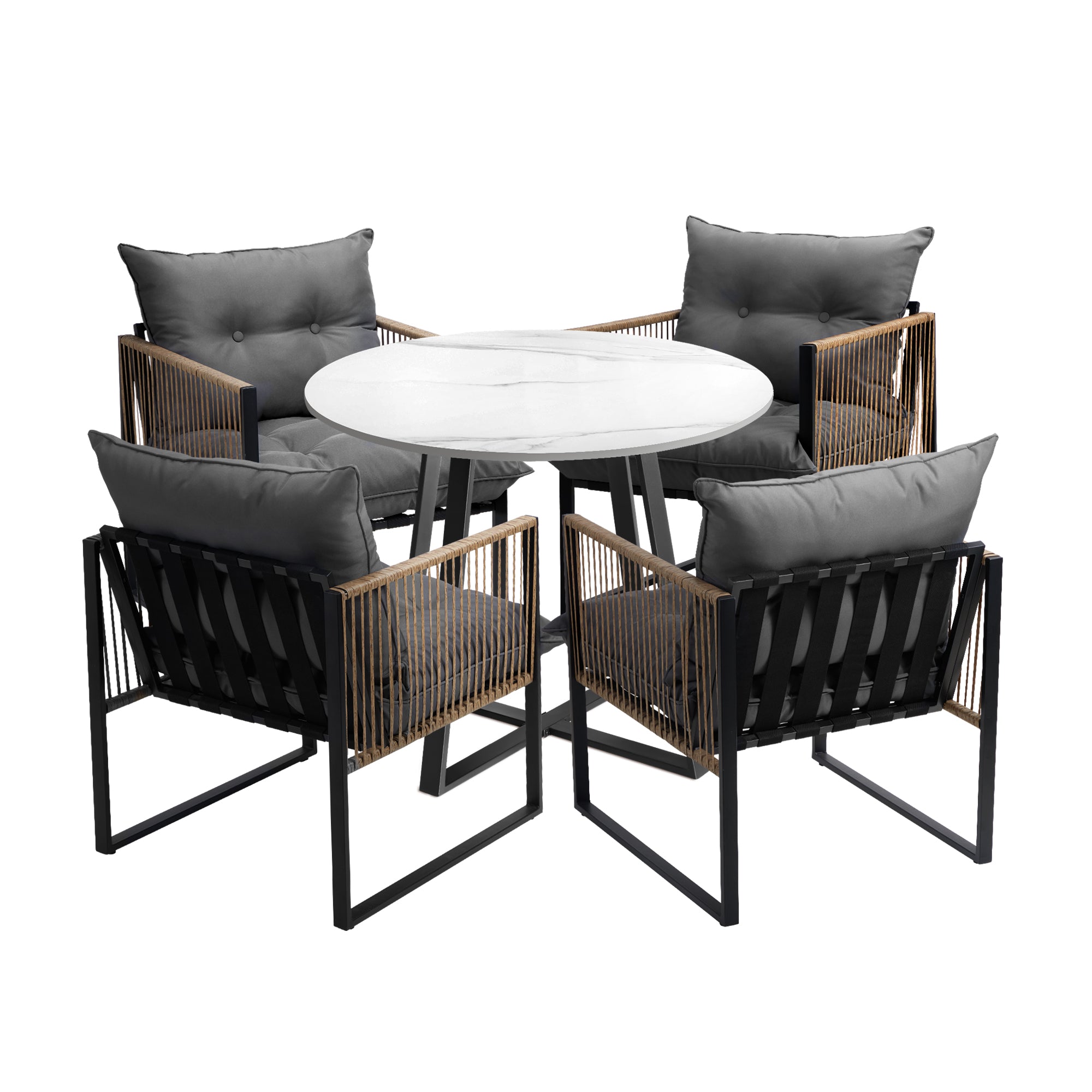 Livsip Outdoor Dining Set Furniture 4 Seater Patio Setting Sintered Stone Table - Sunyee