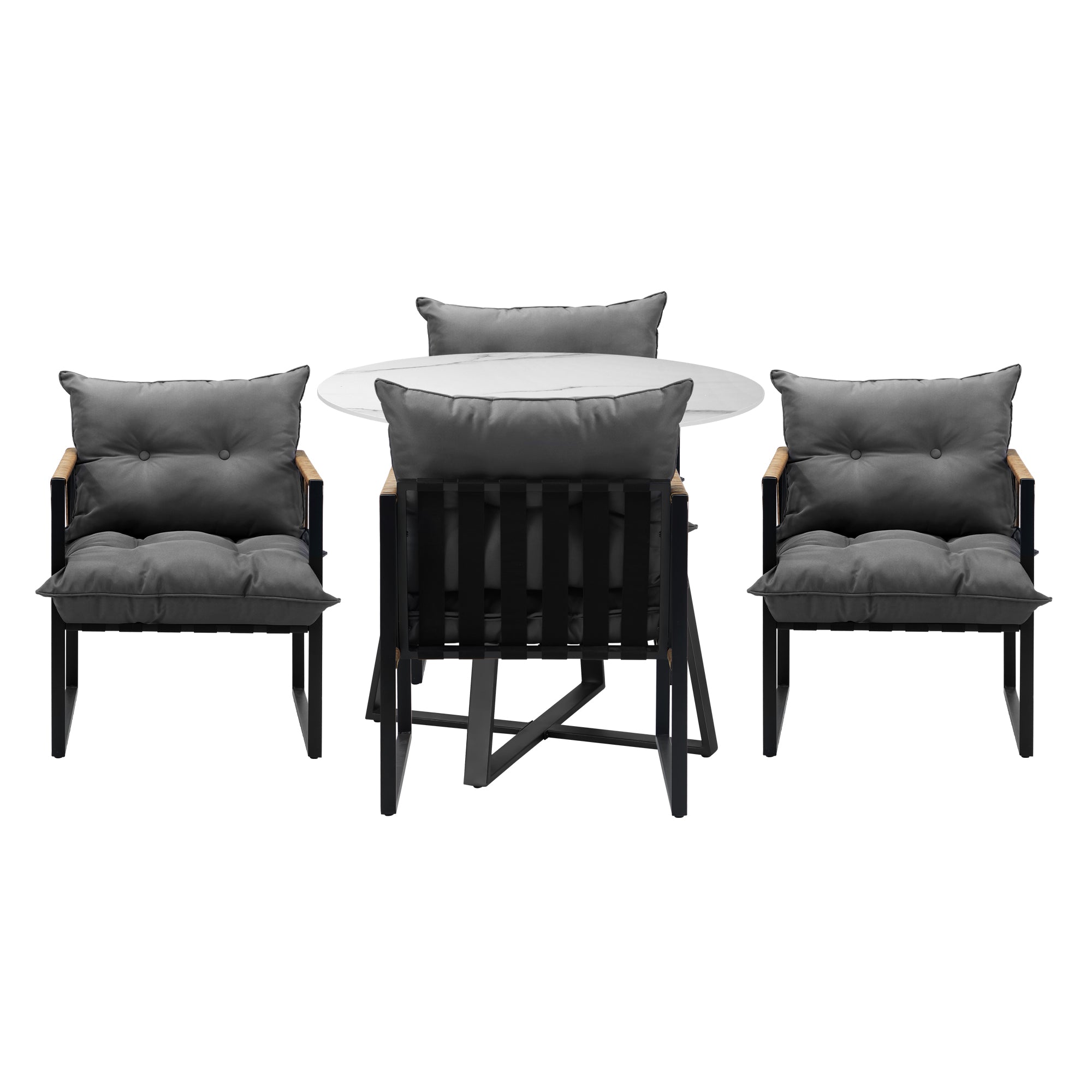 Livsip Outdoor Dining Set Furniture 4 Seater Patio Setting Sintered Stone Table - Sunyee