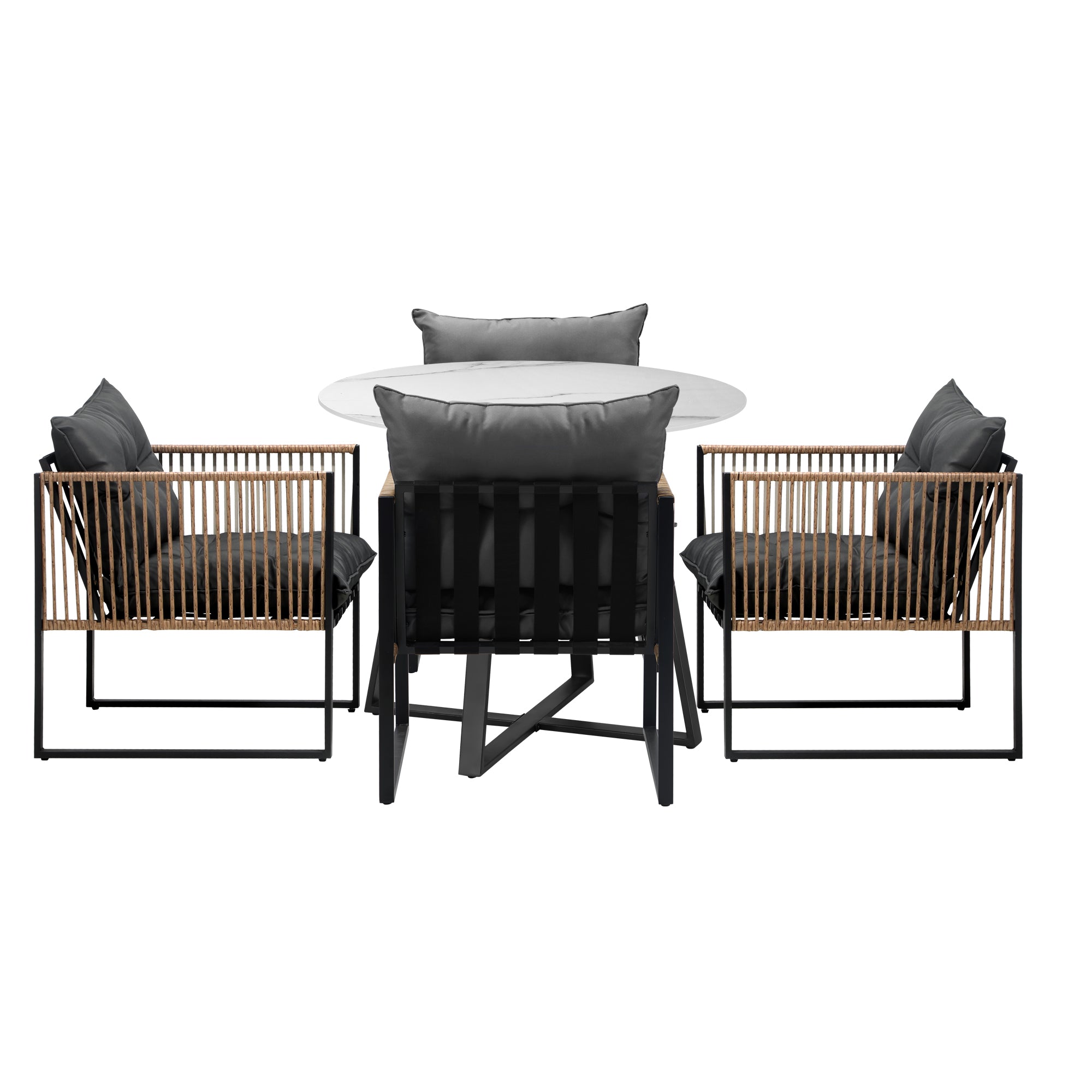 Livsip Outdoor Dining Set Furniture 4 Seater Patio Setting Sintered Stone Table - Sunyee