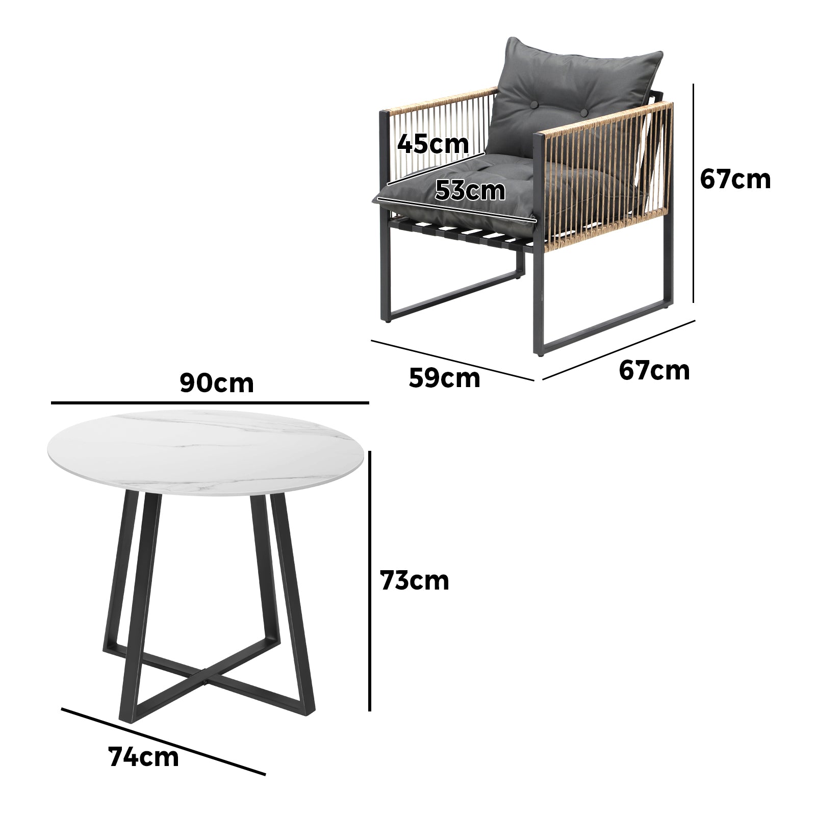 Livsip Outdoor Dining Set Furniture 4 Seater Patio Setting Sintered Stone Table - Sunyee