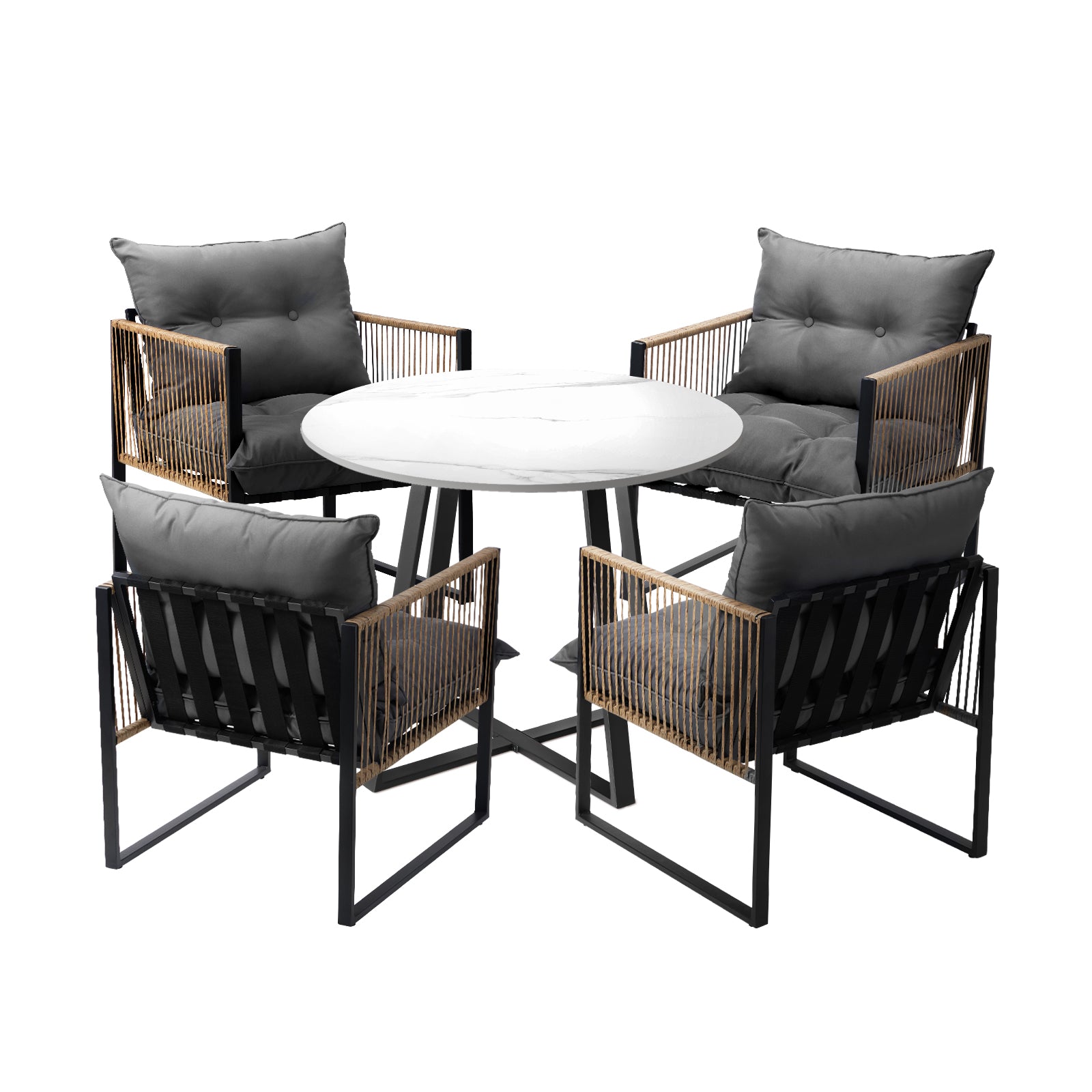 Livsip Outdoor Dining Set Furniture 4 Seater Patio Setting Sintered Stone Table - Sunyee