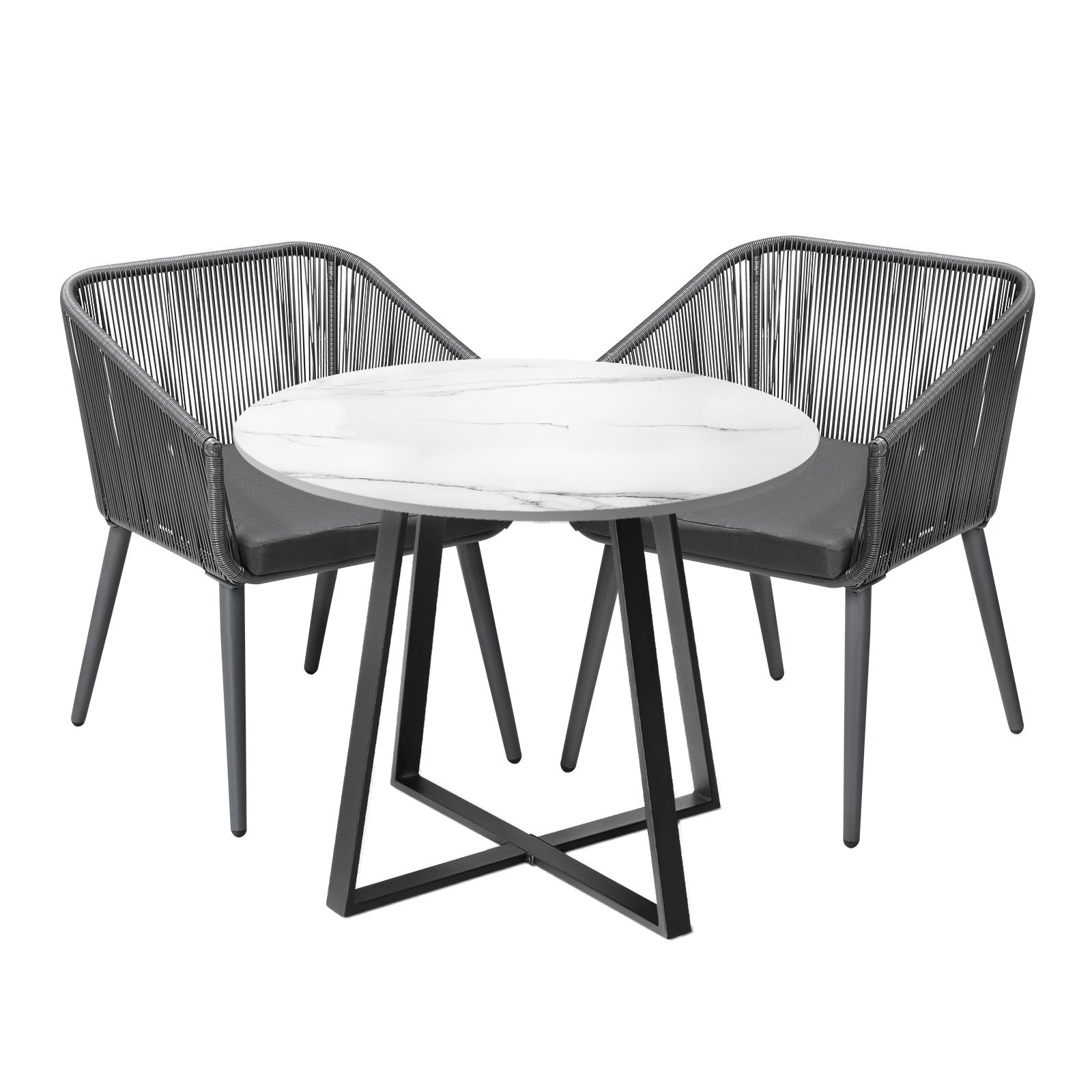 Livsip 3x Outdoor Dining Setting Sintered Stone Table Patio Furniture Bistro Set - Sunyee