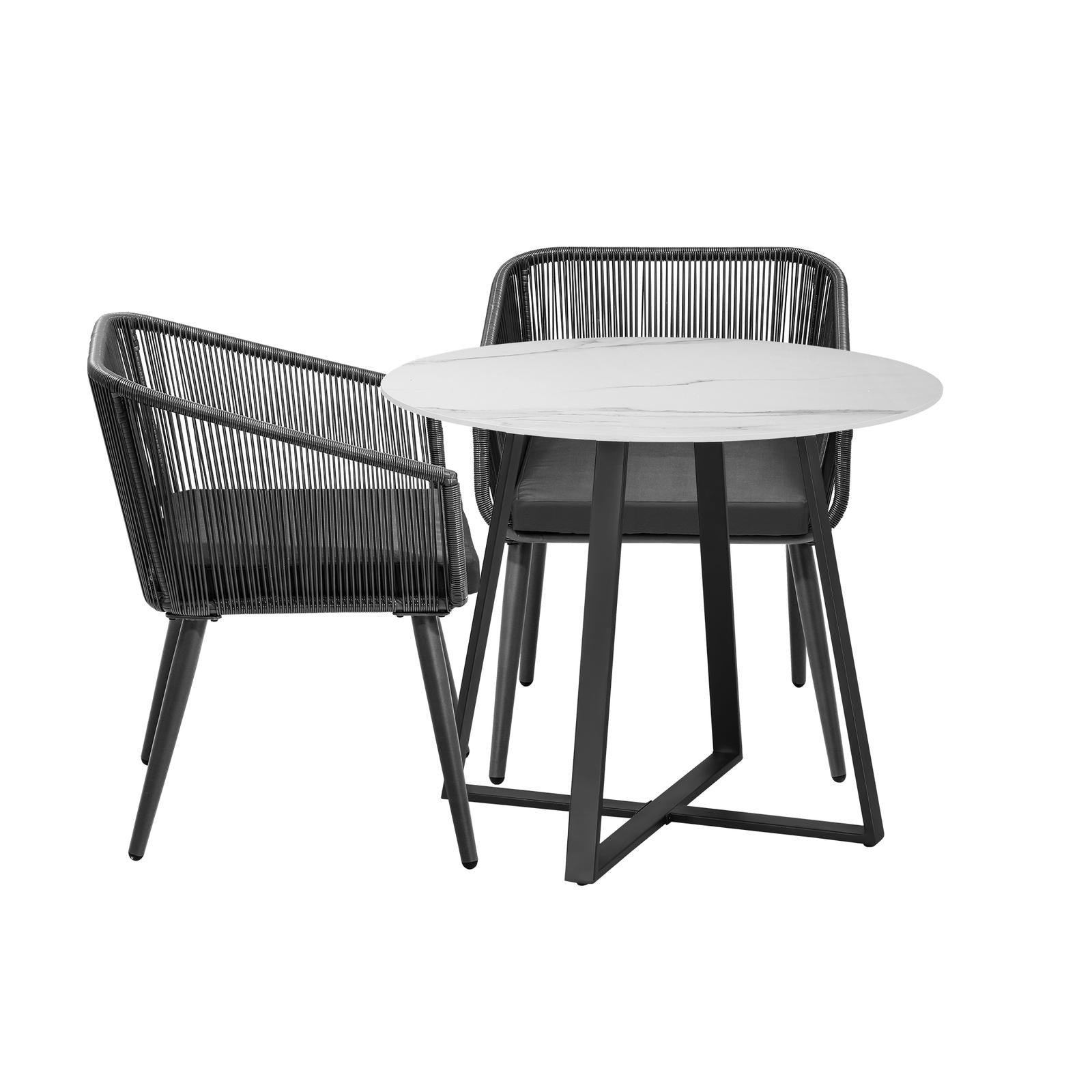 Livsip 3x Outdoor Dining Setting Sintered Stone Table Patio Furniture Bistro Set - Sunyee