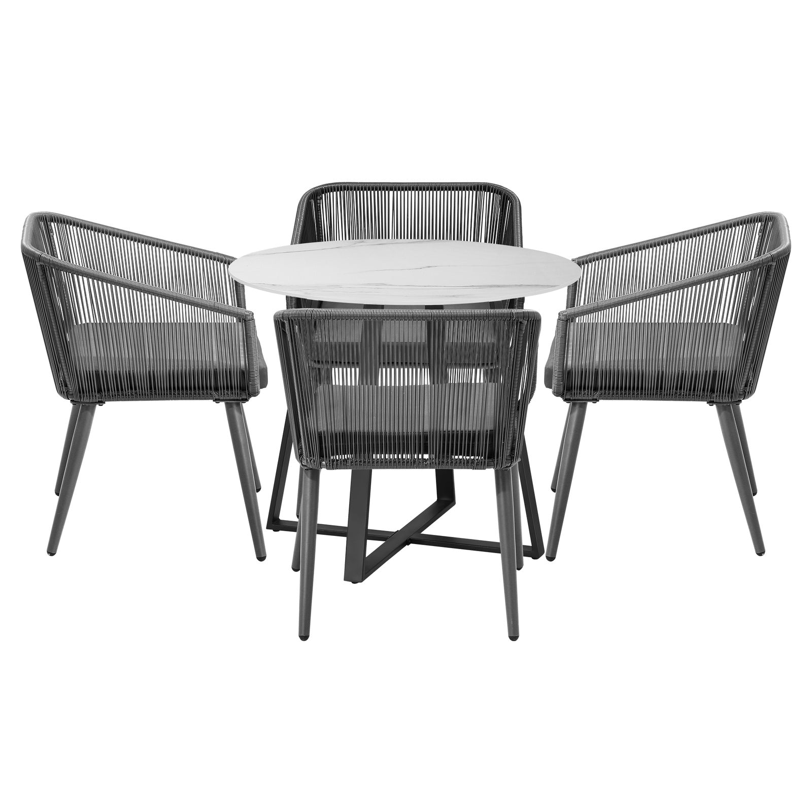 Livsip 5x Outdoor Dining Setting Sintered Stone Table Patio Furniture Bistro Set - Sunyee