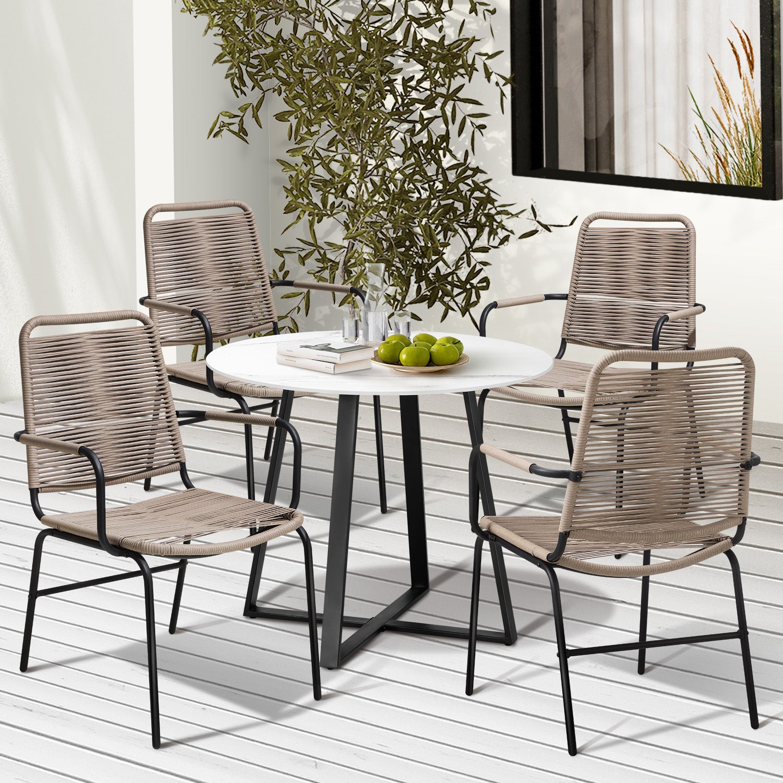 Livsip 5-pc Outdoor Dining Set Garden Patio Furniture Setting - Sunyee