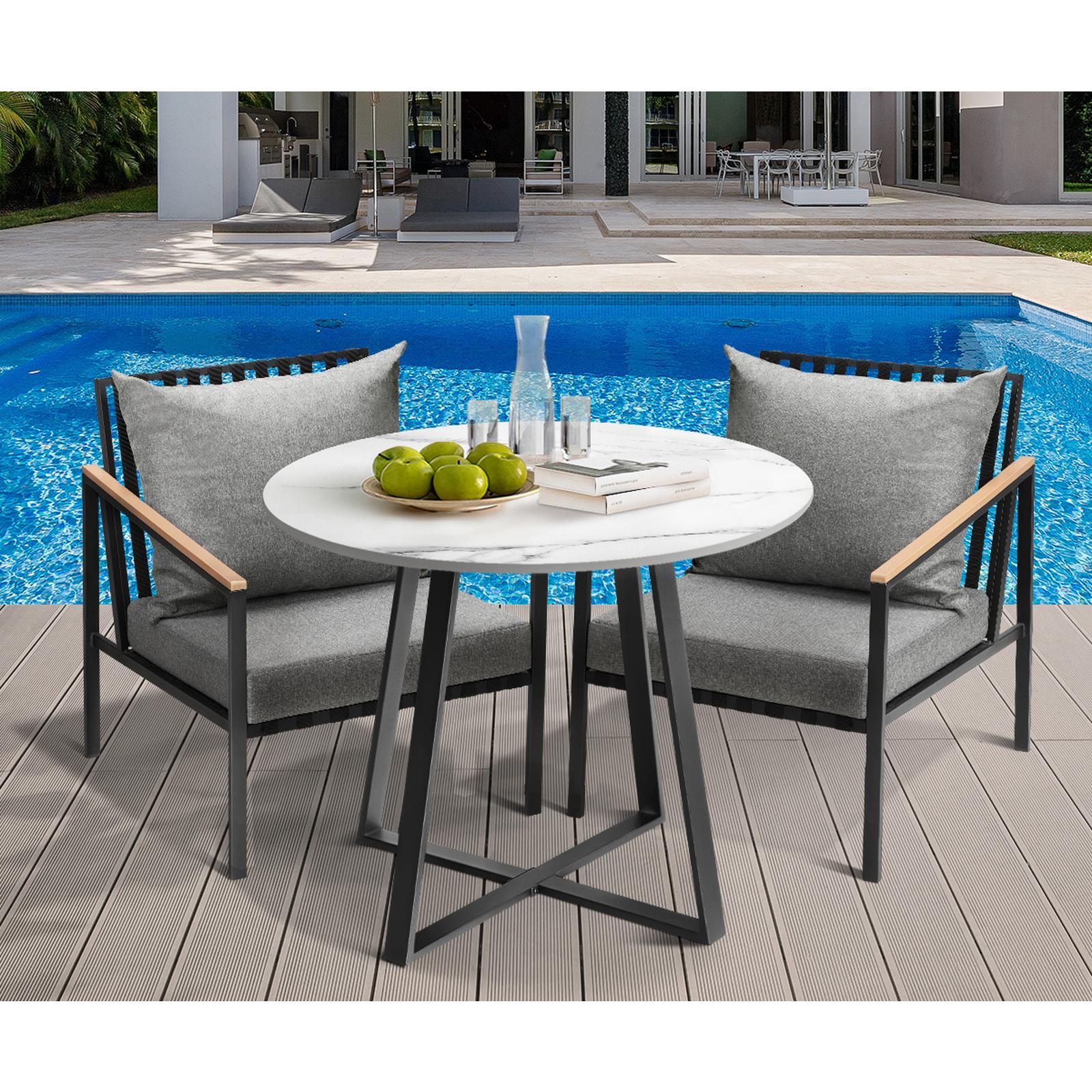 Livsip 3PCS Outdoor Dining Setting Table Sofa Chairs Patio Furniture Bistro Set - Sunyee
