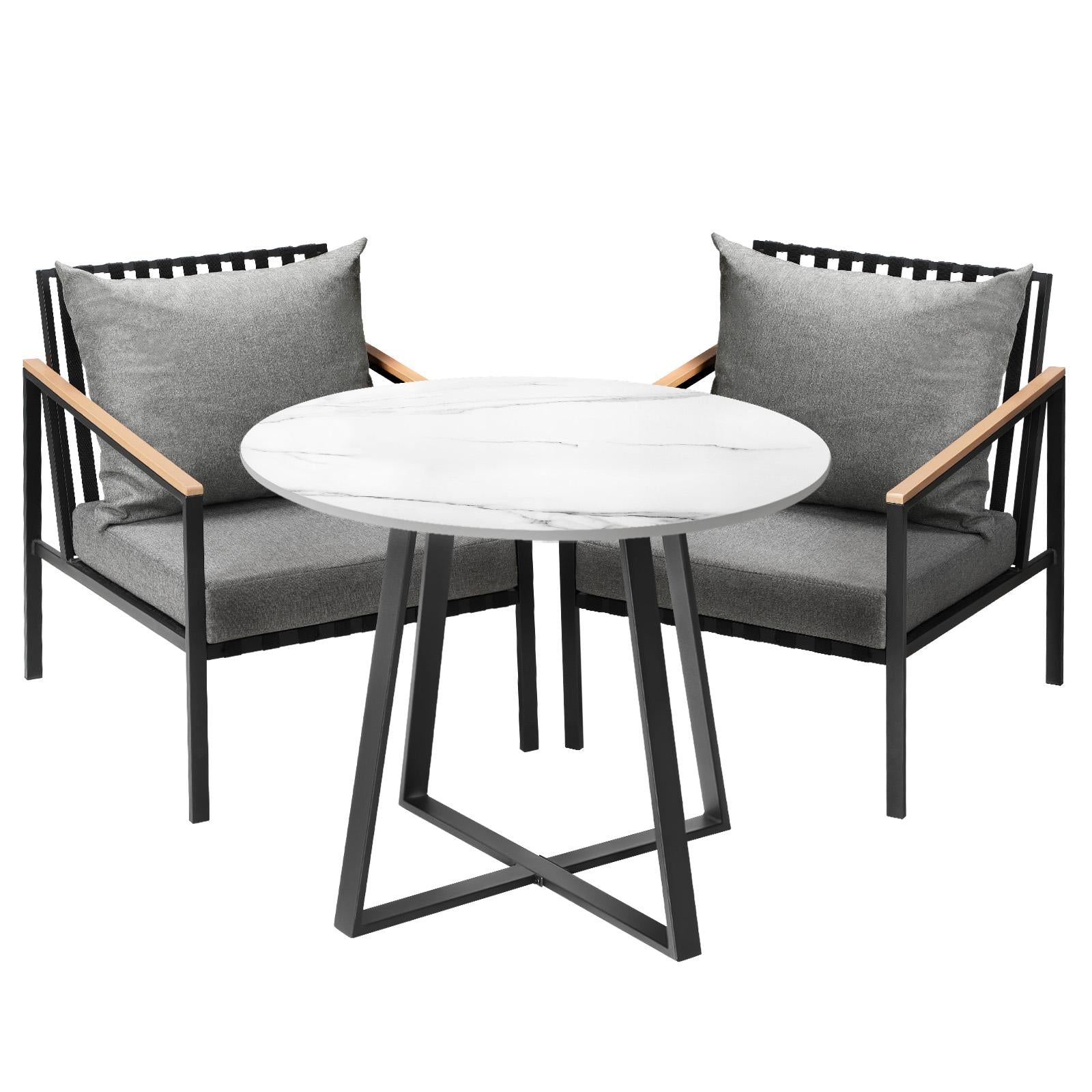 Livsip 3PCS Outdoor Dining Setting Table Sofa Chairs Patio Furniture Bistro Set - Sunyee