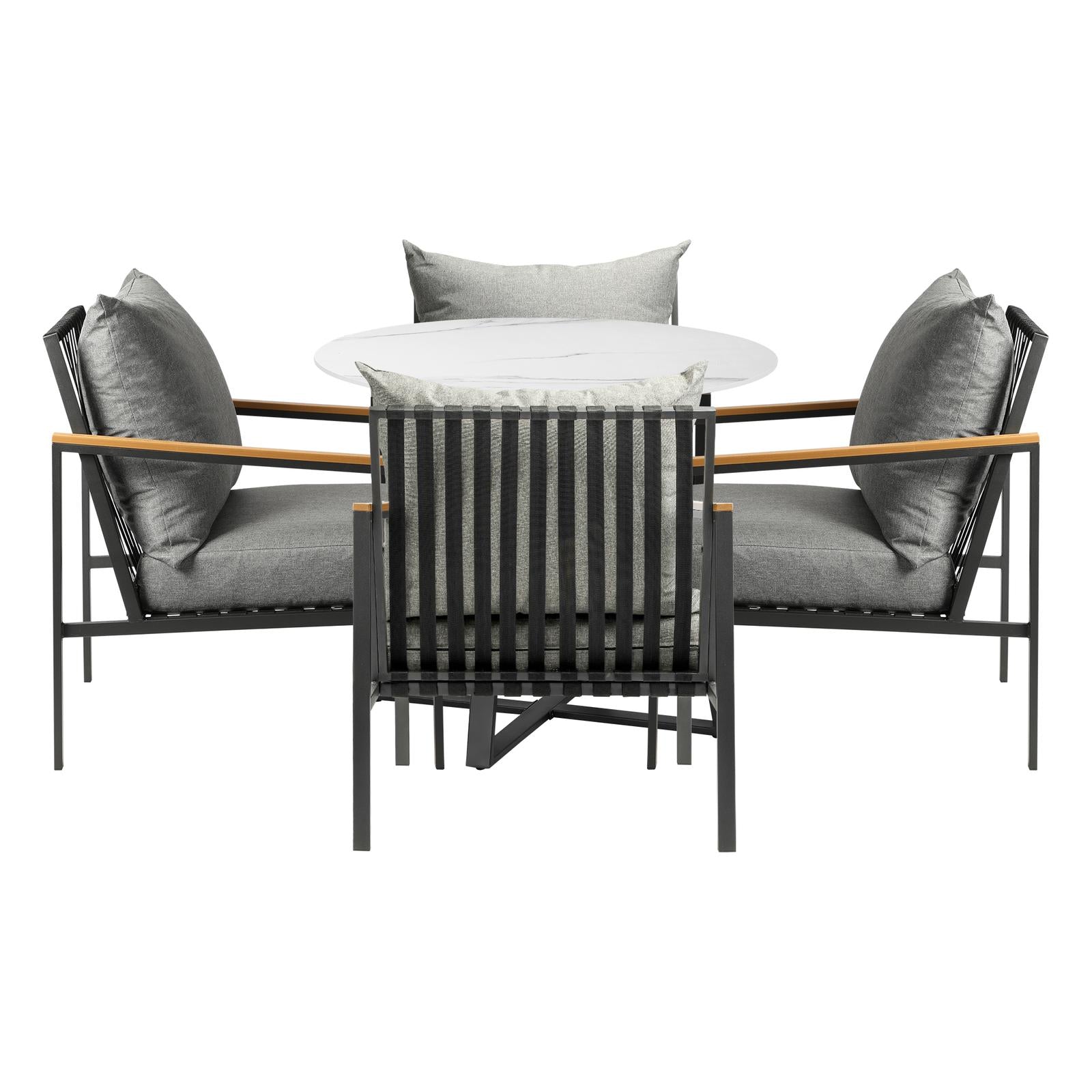 Livsip 5PCS Outdoor Dining Setting Table Sofa Chairs Patio Furniture Bistro Set - Sunyee